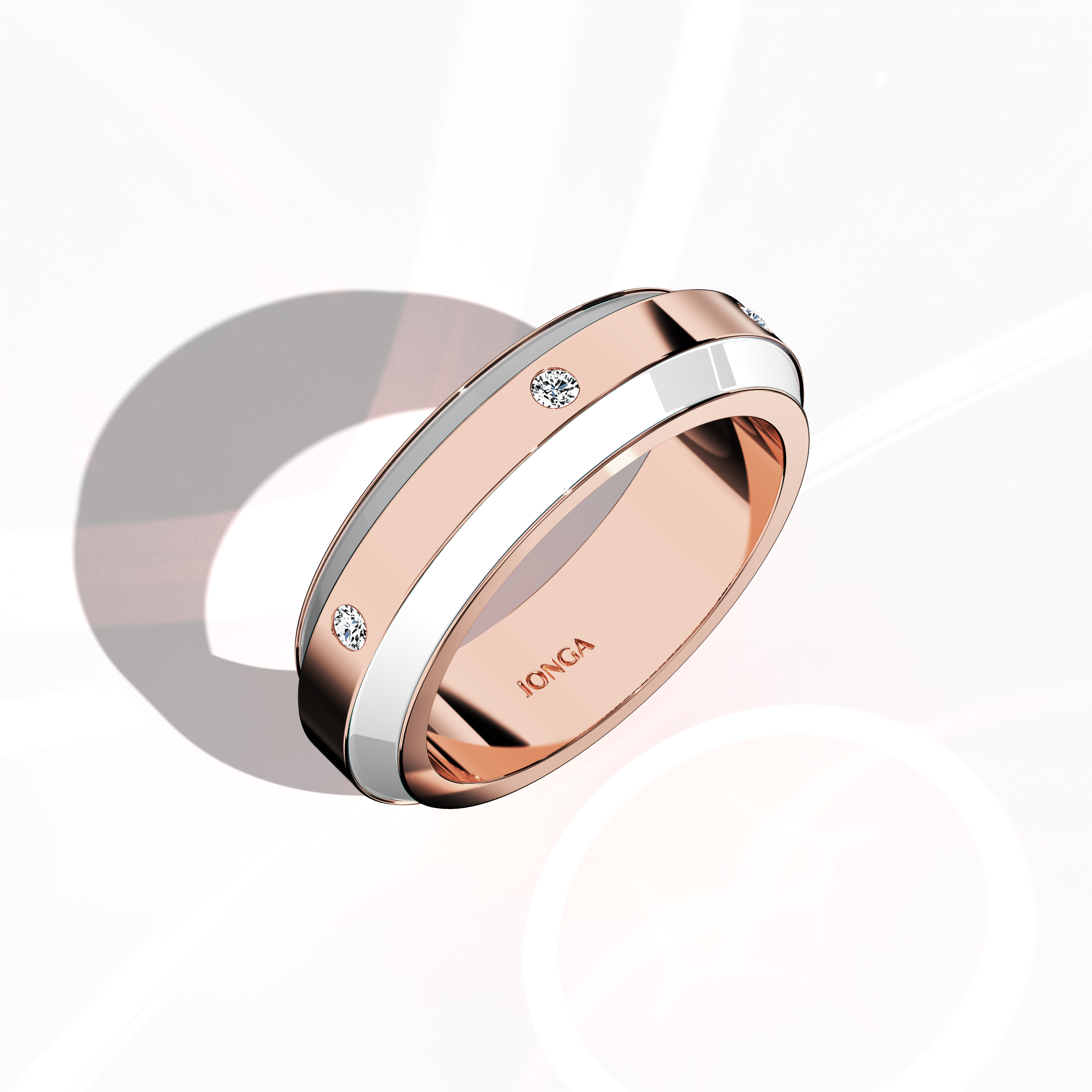 White Enamel with 6 diamonds in Rose Gold