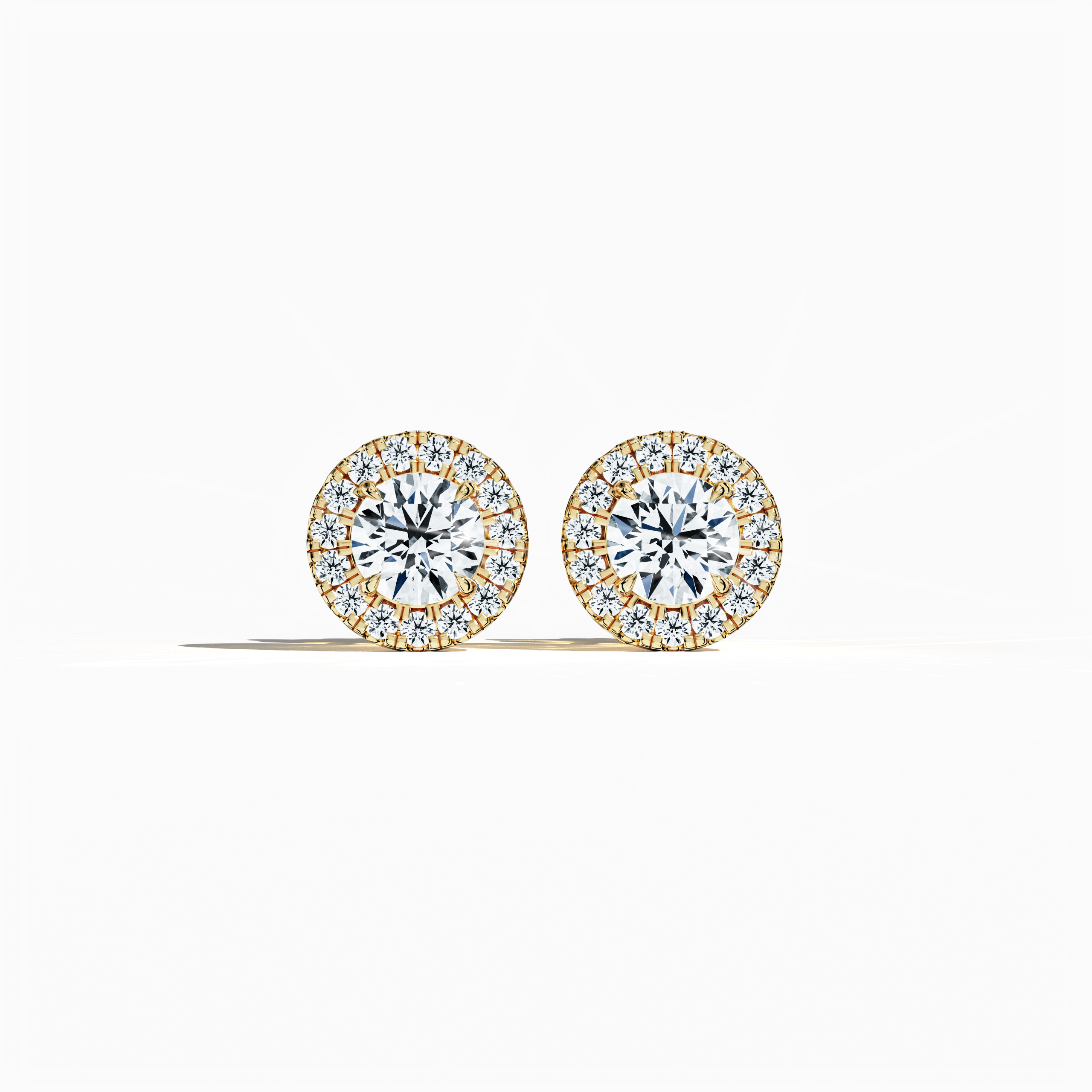 Halo Earring 1ct in Yellow Gold