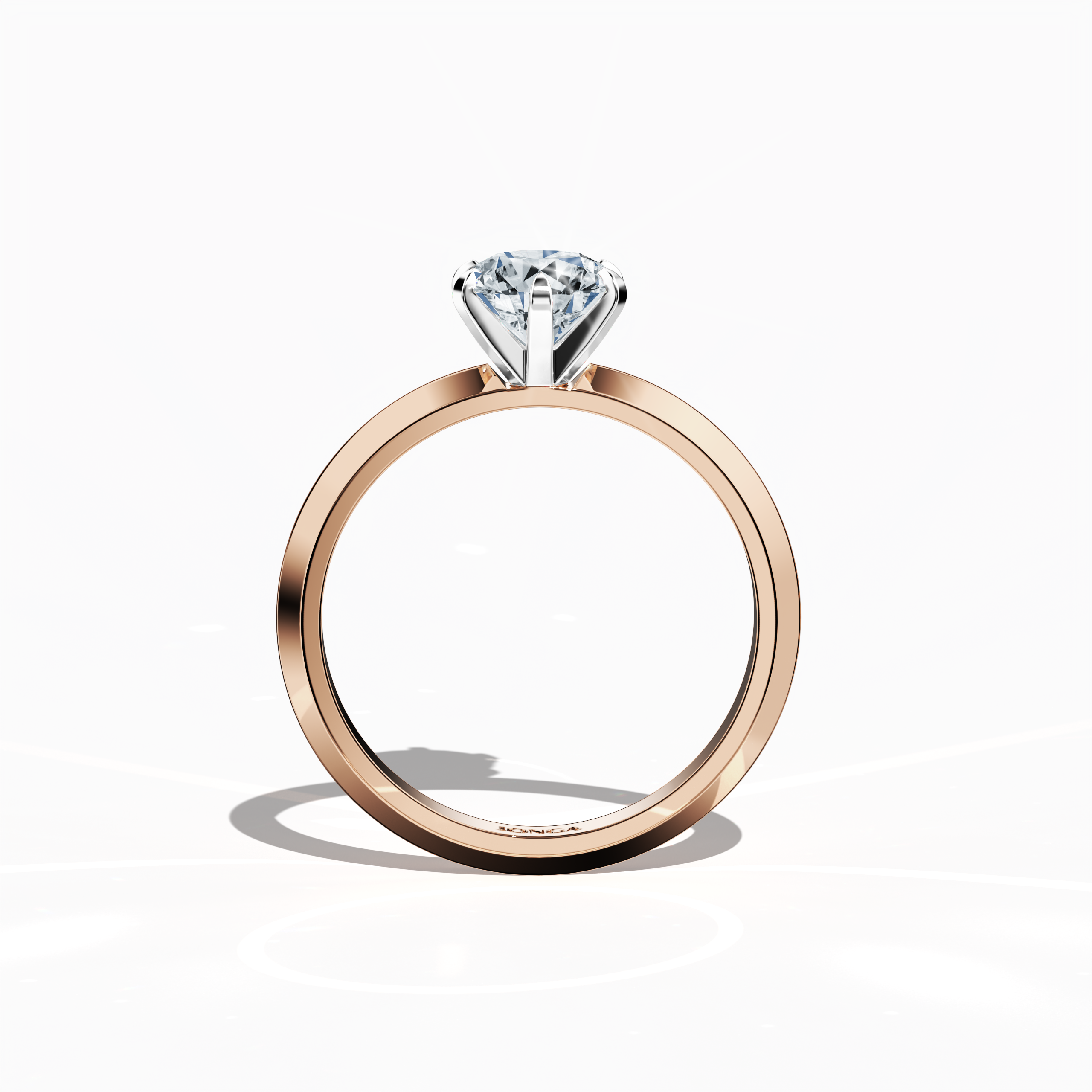 2 step Solitaire Ring 1 ct in rose gold