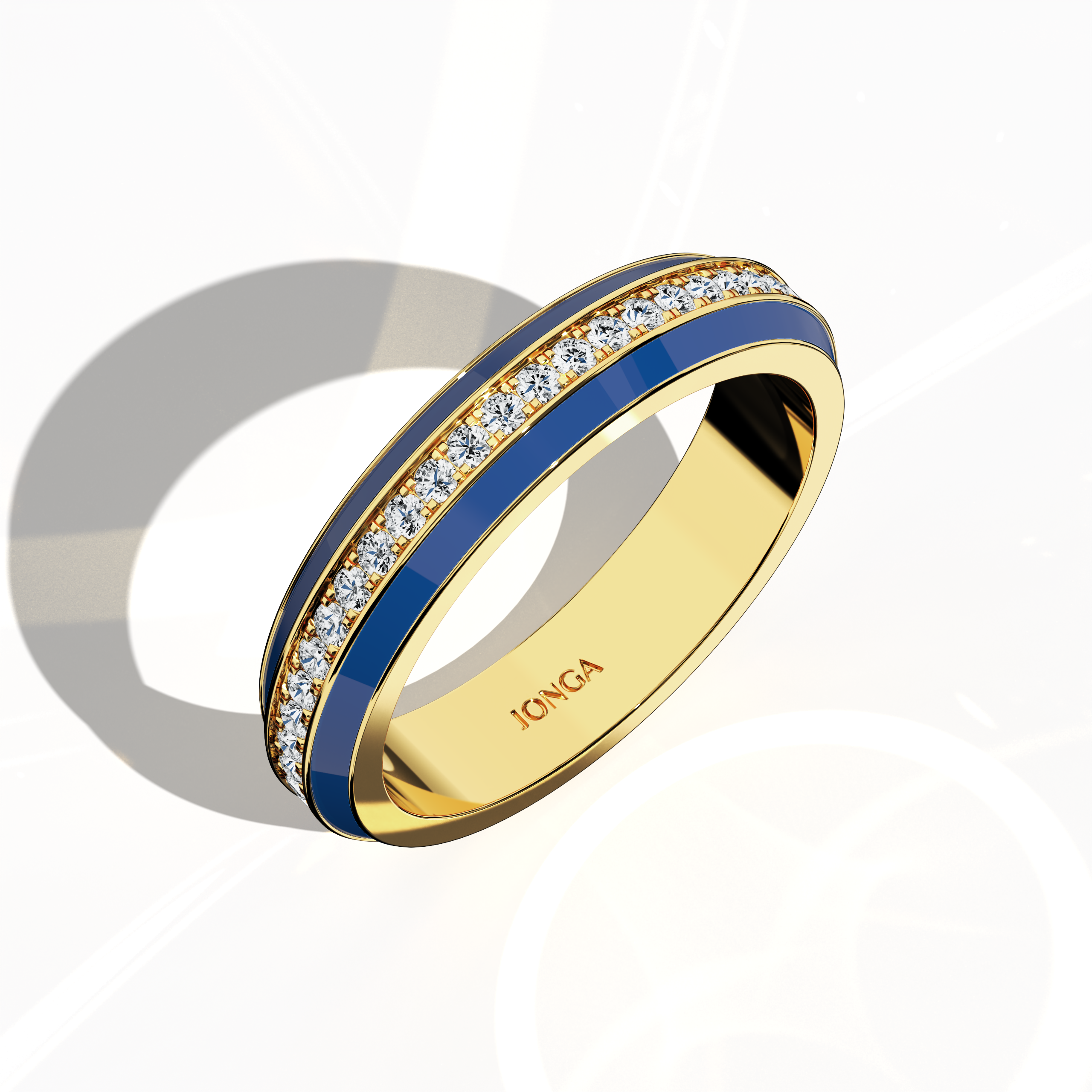 Jonga Blue Enamel Paved in Yellow Gold for Her