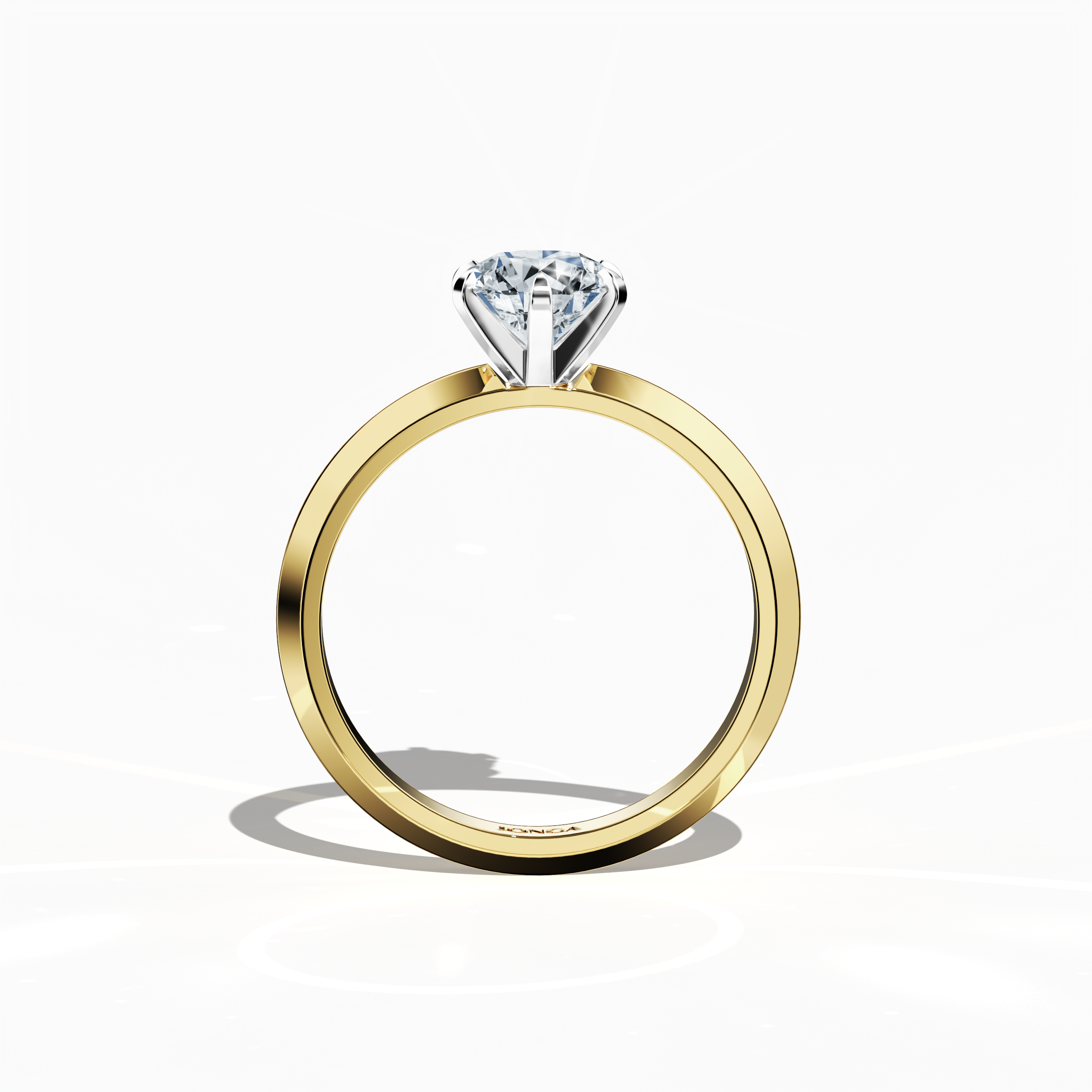 2 step Solitaire Ring 1 ct in Yellow gold