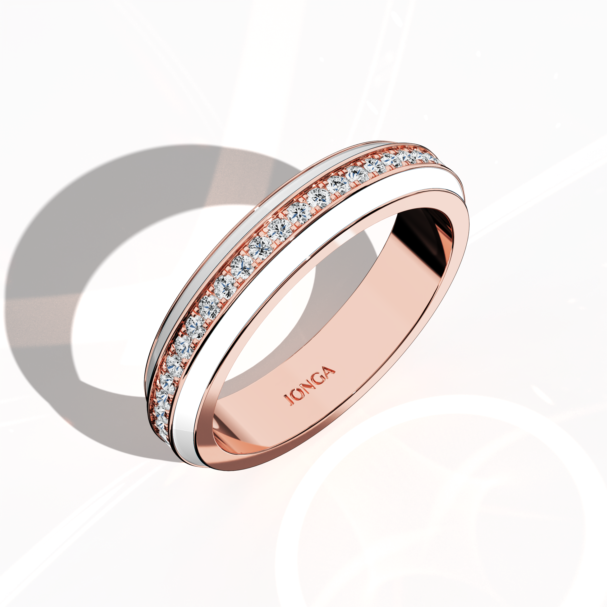 White Enamel Paved in Rose Gold for Her