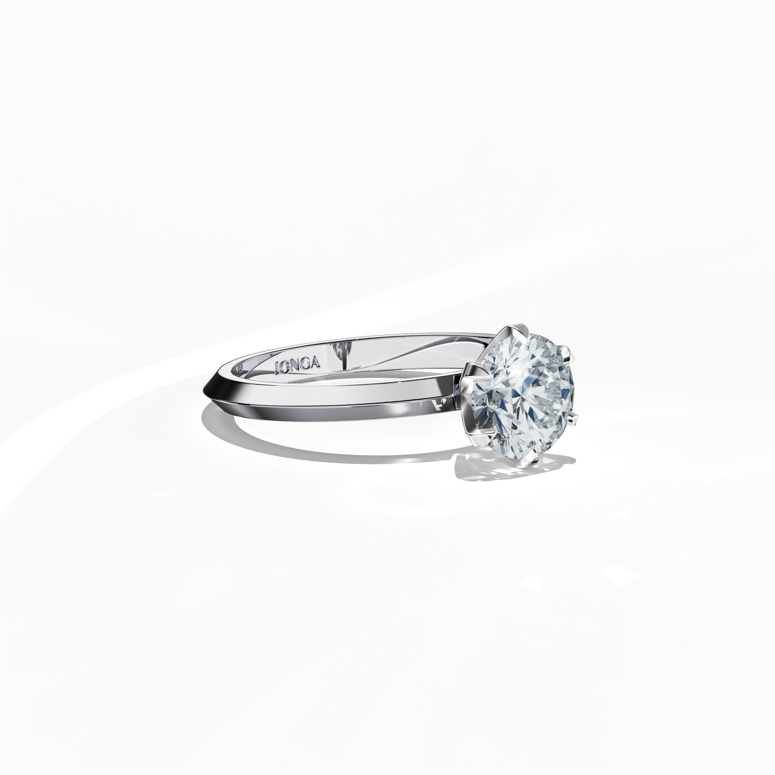 2 step Solitaire Ring 1 ct in White gold