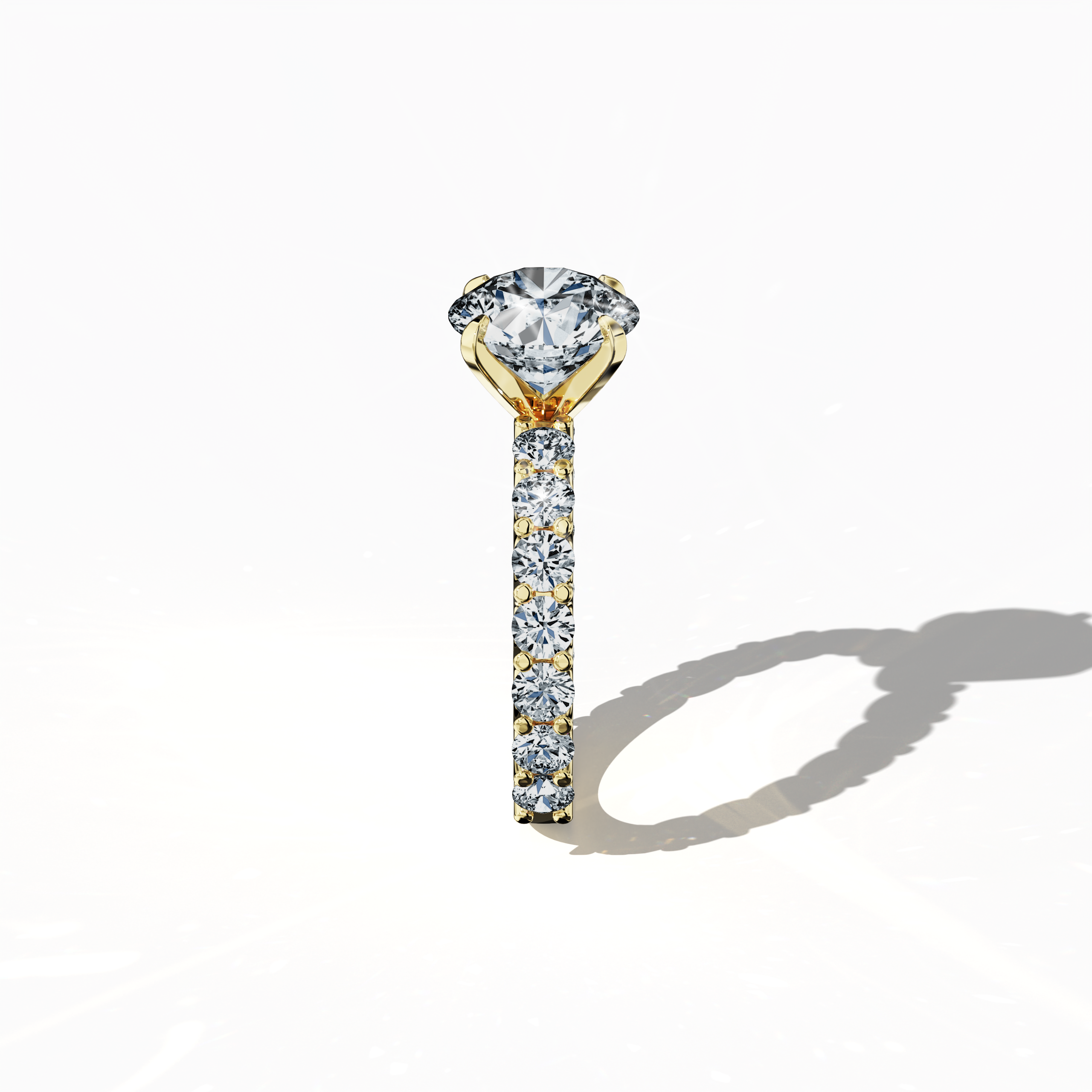 Solitaire eternity ring with 3 ct center in Yellow gold