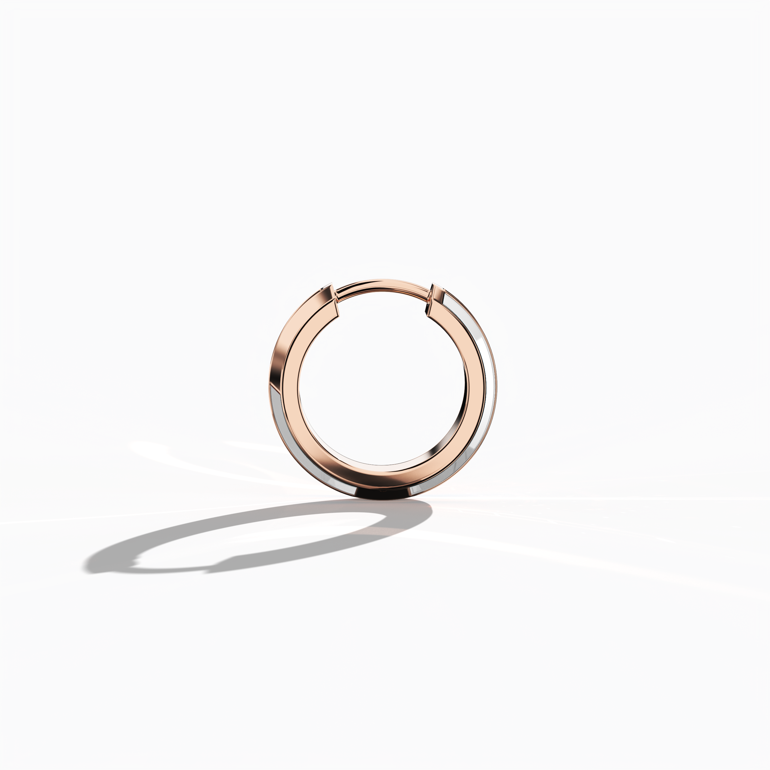 White Enamel Paved Stud in Rose Gold