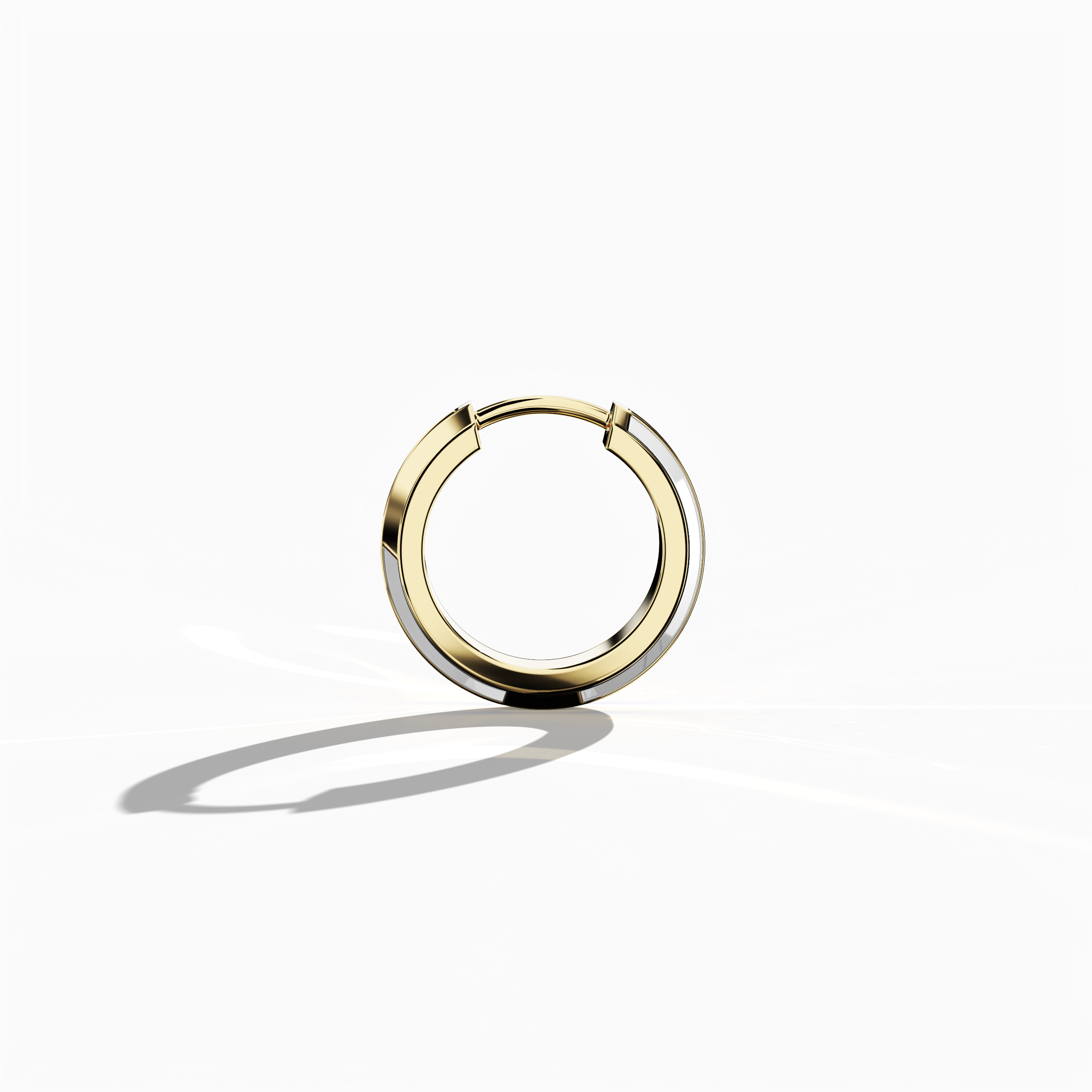 White Enamel Paved Stud in Yellow Gold