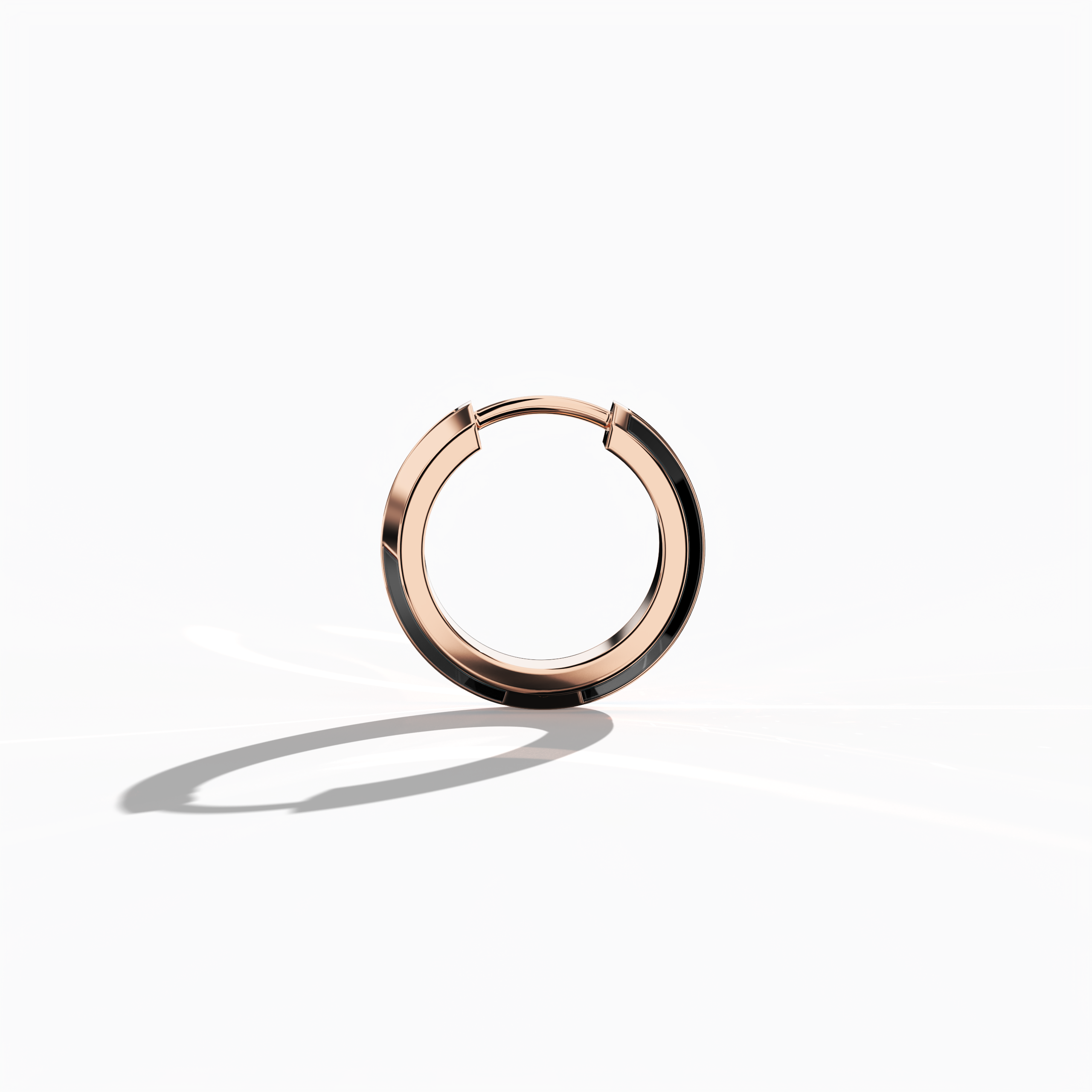 Black Enamel Paved Stud in Rose Gold