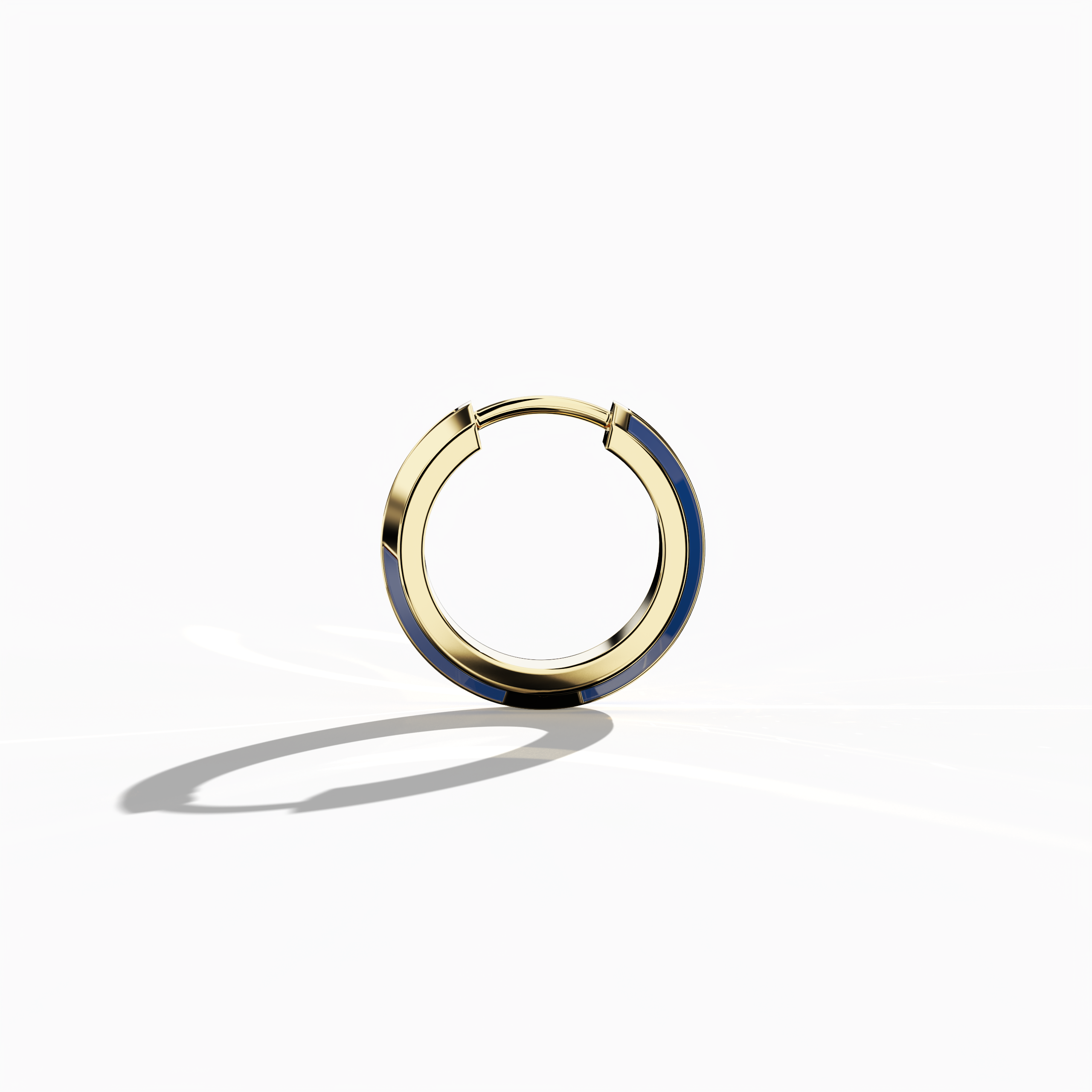 Jonga Blue Enamel Paved Stud in Yellow Gold