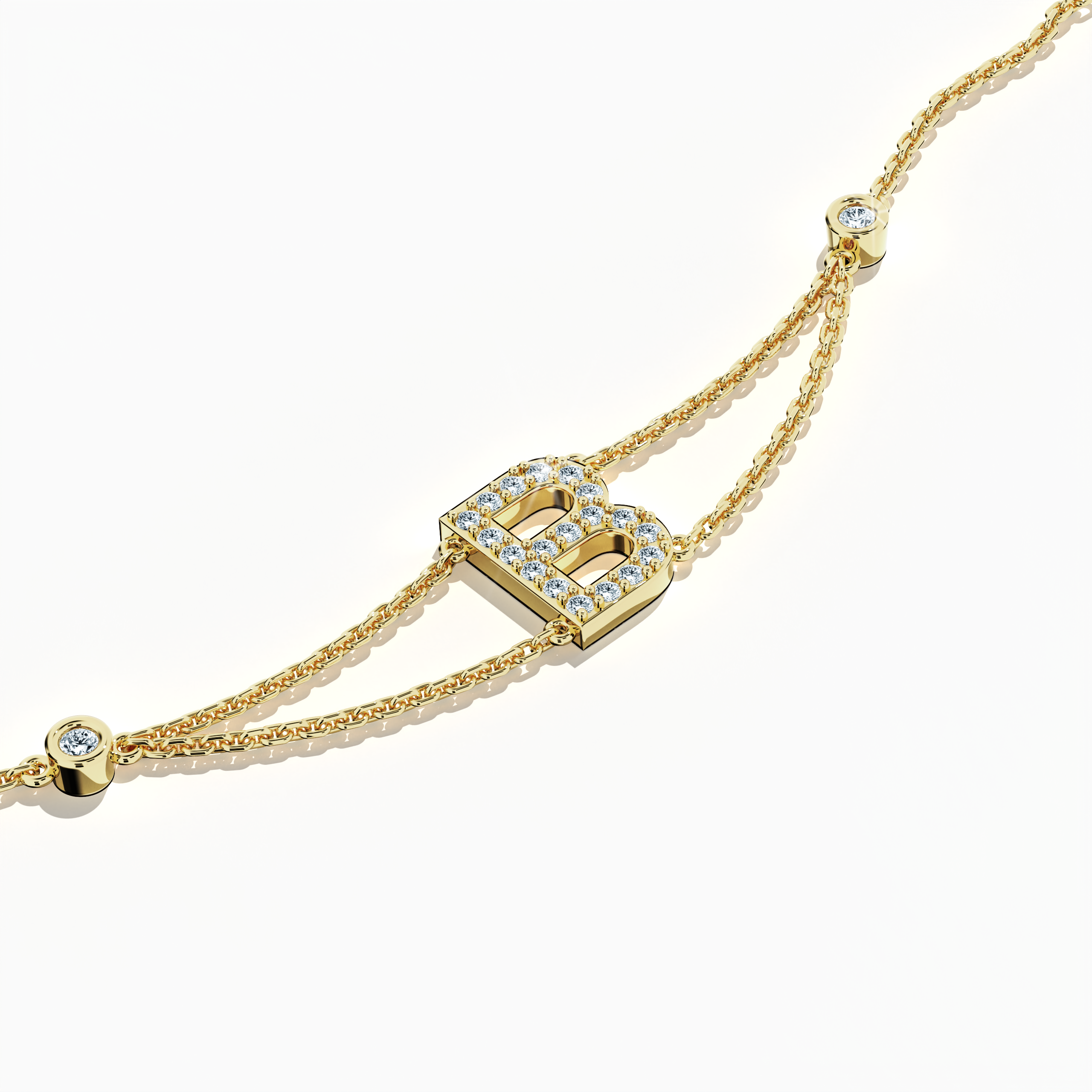 Initial Diamond Letter Bracelet (A-Z) in 18K Gold