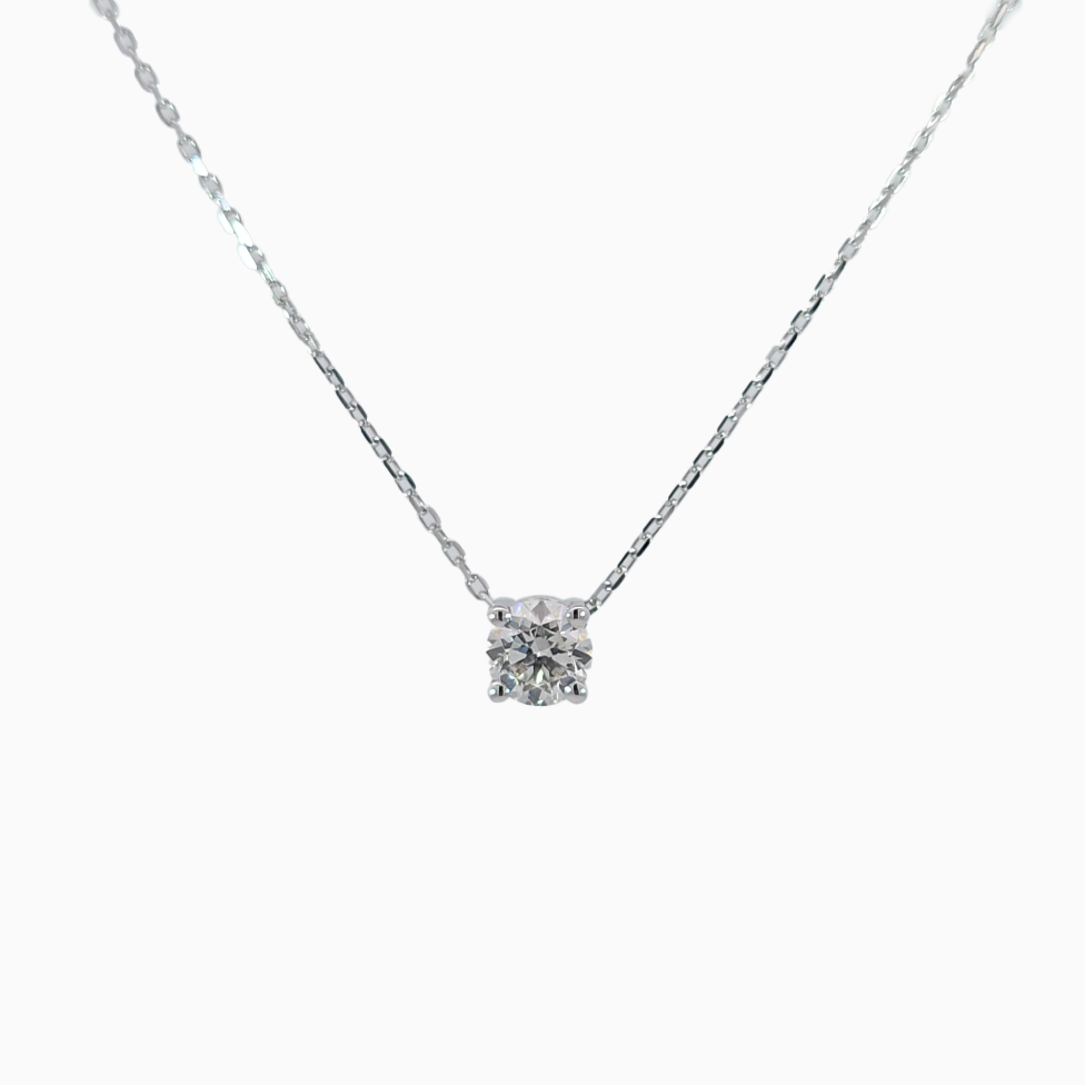 Brilliant Pendant 0.22 carat total diamond 18K white gold polished finish handcrafted in Dubai
