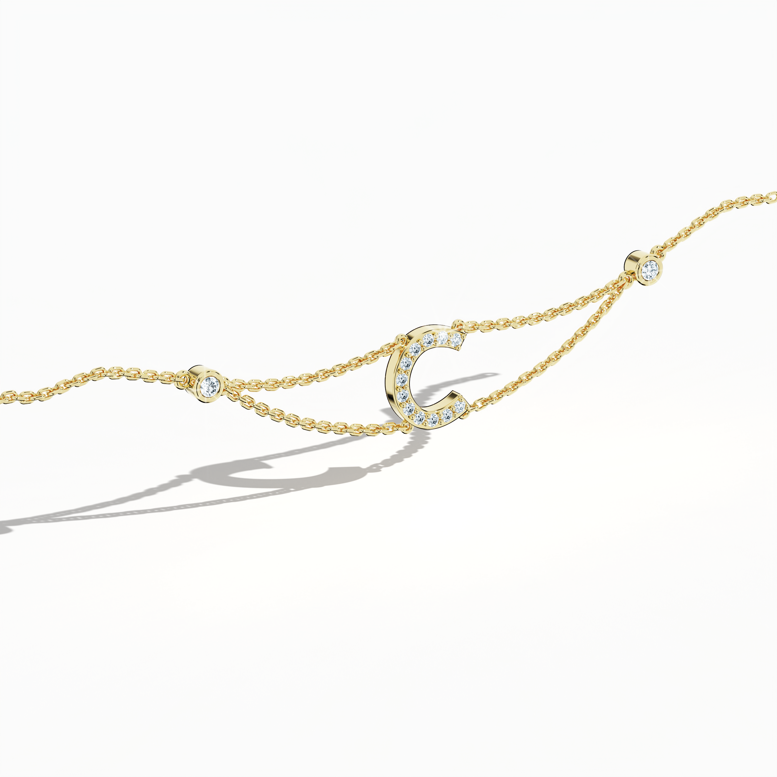 Initial Diamond Letter Bracelet (A-Z) in 18K Gold