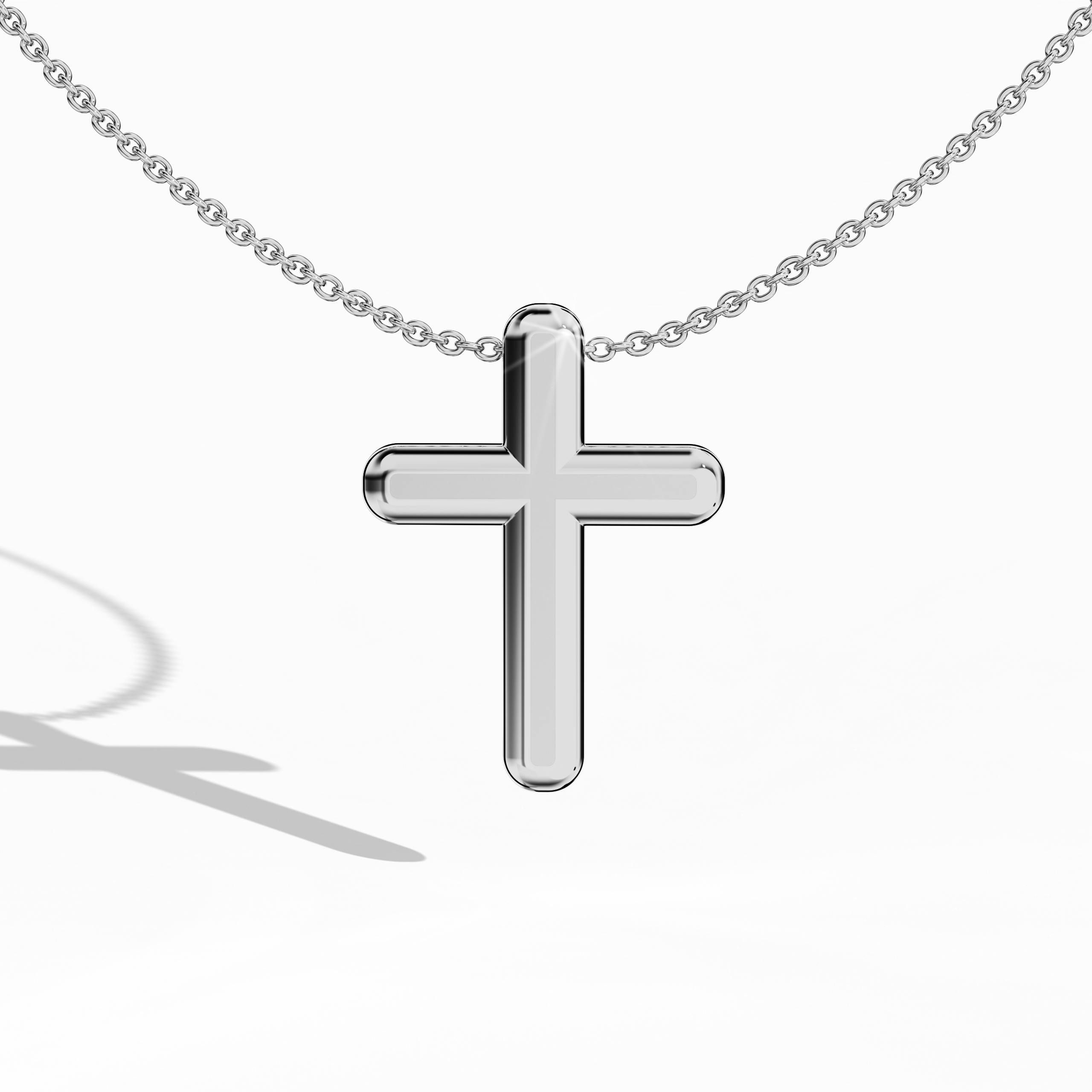 Front view of a cross pendant in luminous white gold, sometimes called pale or silver‑hued gold in various regions. This faith‑inspired necklace—also referred to as a religious pendant, holy cross, or spiritual symbol—features polished edges and a timeless silhouette that conveys devotion. Its refined contours bridge classic elegance with modern appeal, creating a versatile accessory for multiple styles.
Keywords: cross pendant, white gold, faith necklace, religious jewelry.