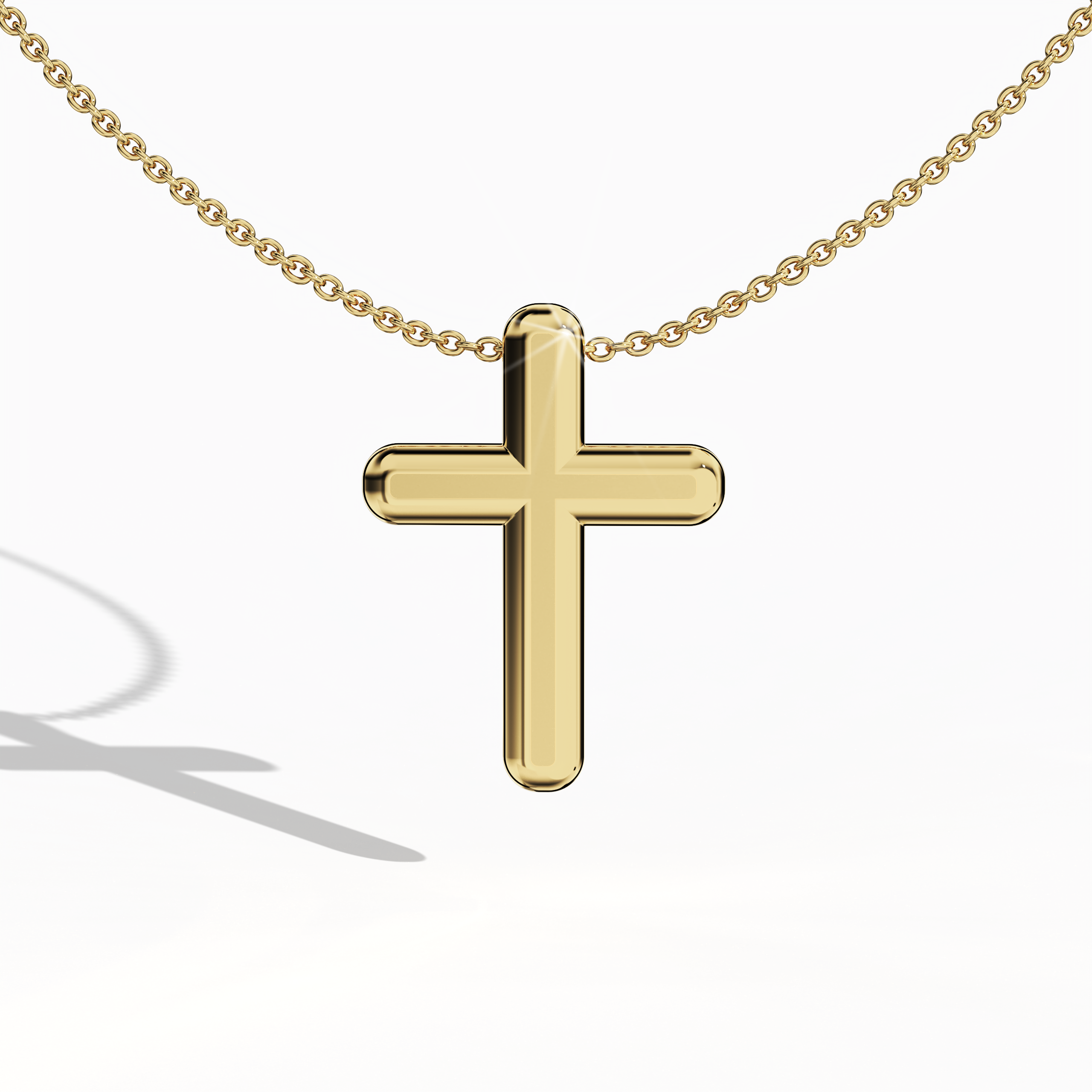 Front view of a cross pendant in classic yellow gold, sometimes referred to as traditional or golden‑hued metal in various regions. Known as a sacred cross, spiritual necklace, or religious pendant, its polished edges highlight a timeless form that symbolizes devotion. The bright metallic finish merges heritage and modern style, making it an enduring statement piece.
Keywords: cross pendant, yellow gold, sacred cross, timeless design.
