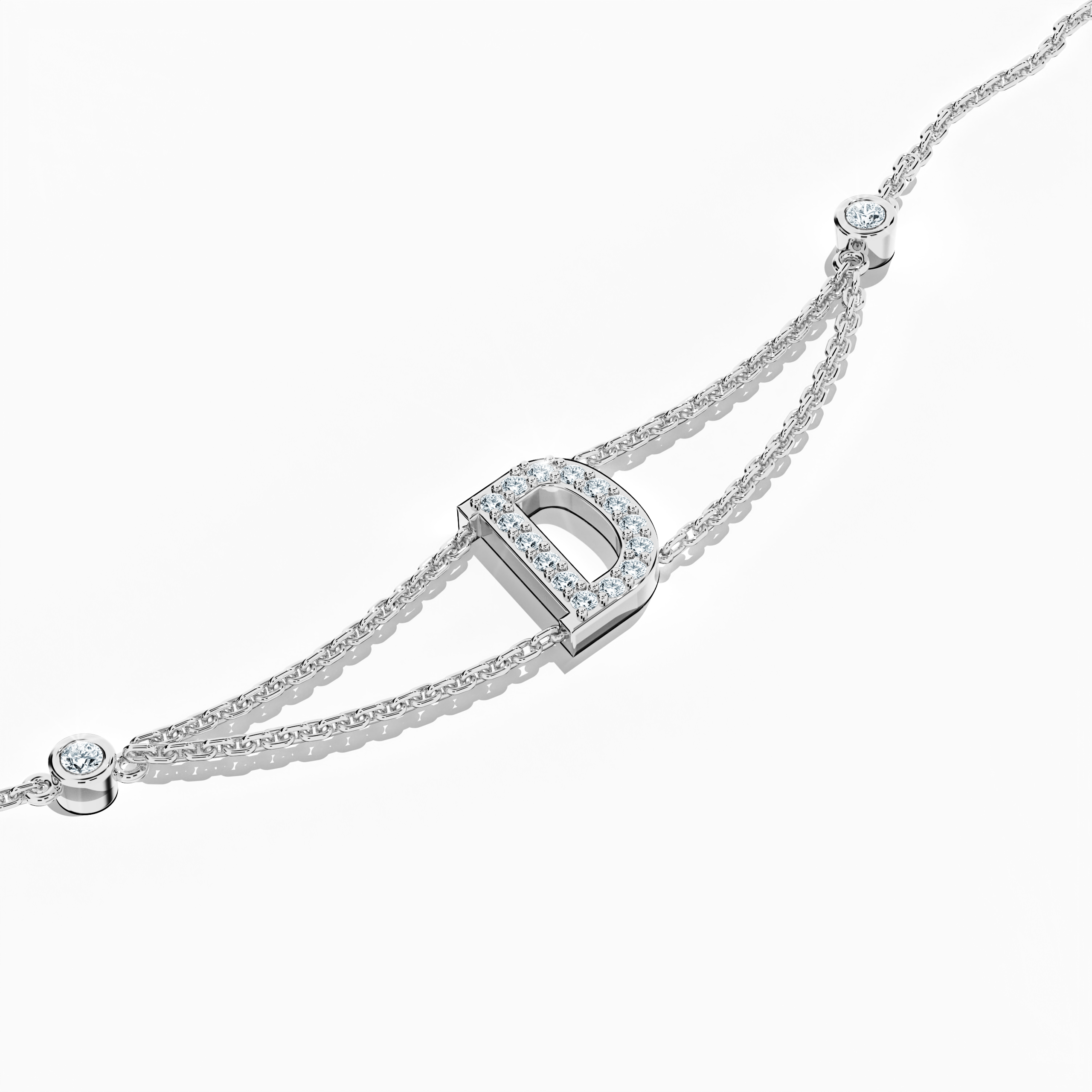 Initial Diamond Letter Bracelet (A-Z) in 18K Gold