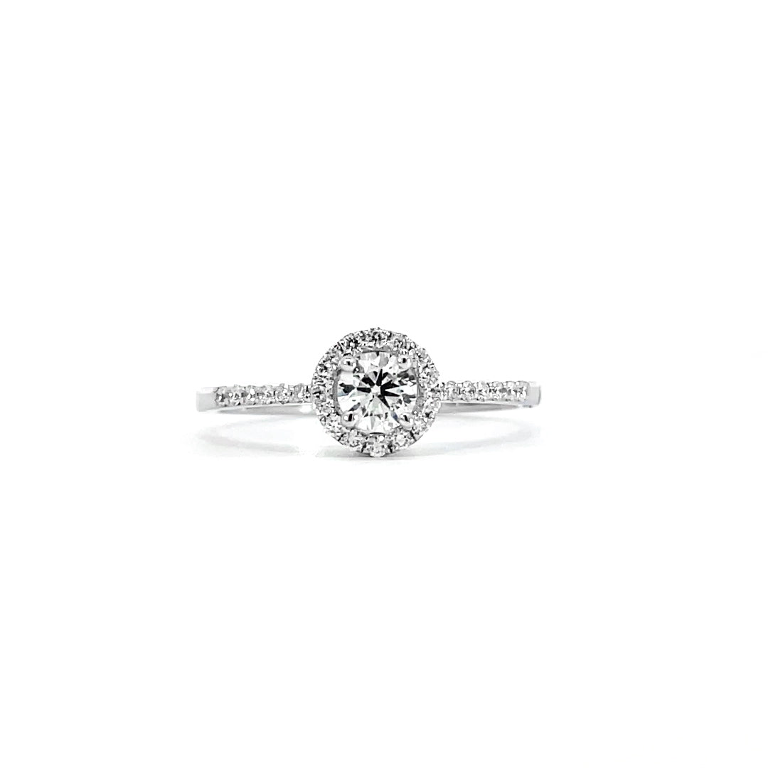 Solitaire Halo Semi-Paved Ring