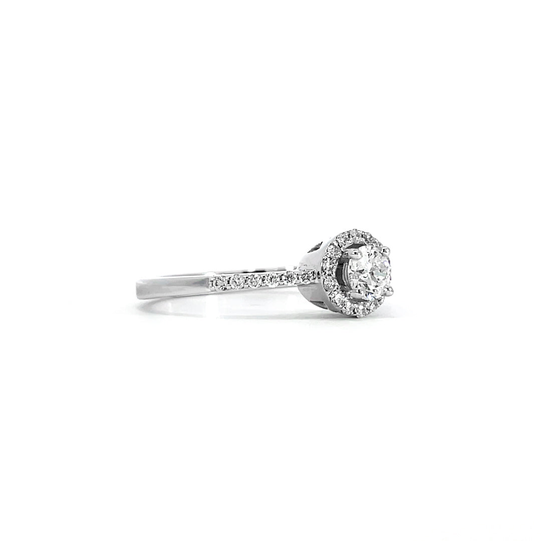 Solitaire Halo Semi-Paved Ring