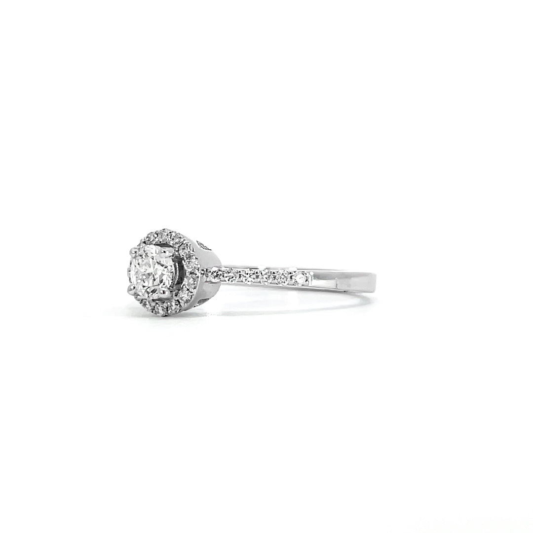 Solitaire Halo Semi-Paved Ring