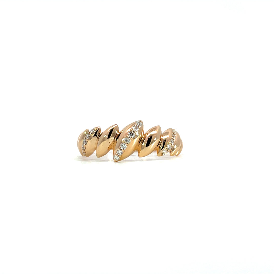 Leaf Diamond row Ring 0.12 carat total diamond D-F color VVS-VS clarity 18K white gold handcrafted in Dubai
