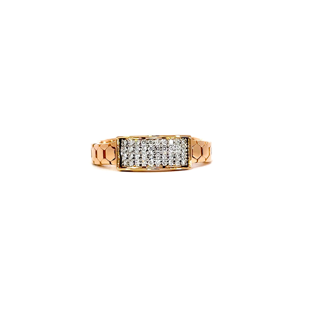 Mens Ring in style of bracelet in Rose gold 0.24 carat diamond D-F color VVS-VS clarity 18K rose gold handcrafted in Dubai
