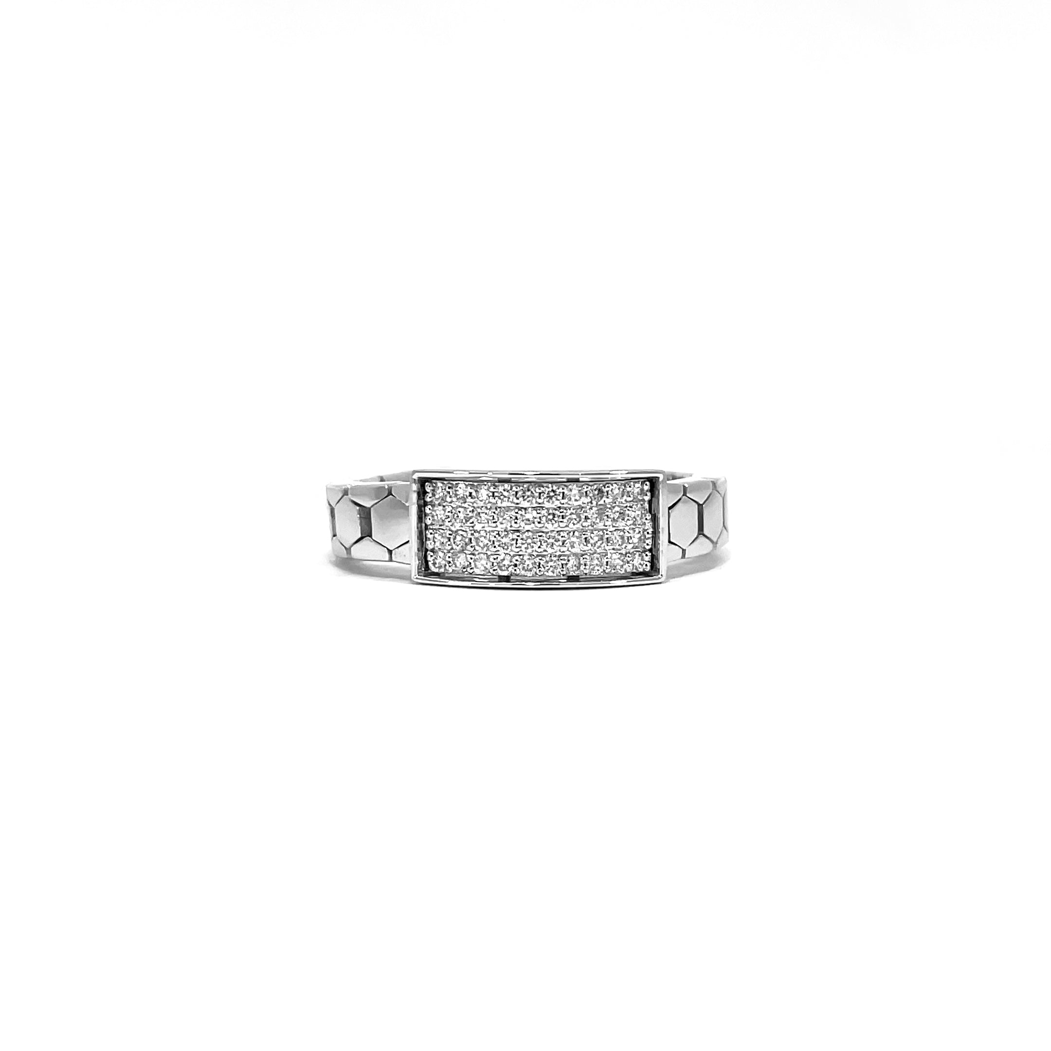 Mens Ring in style of bracelet in white gold