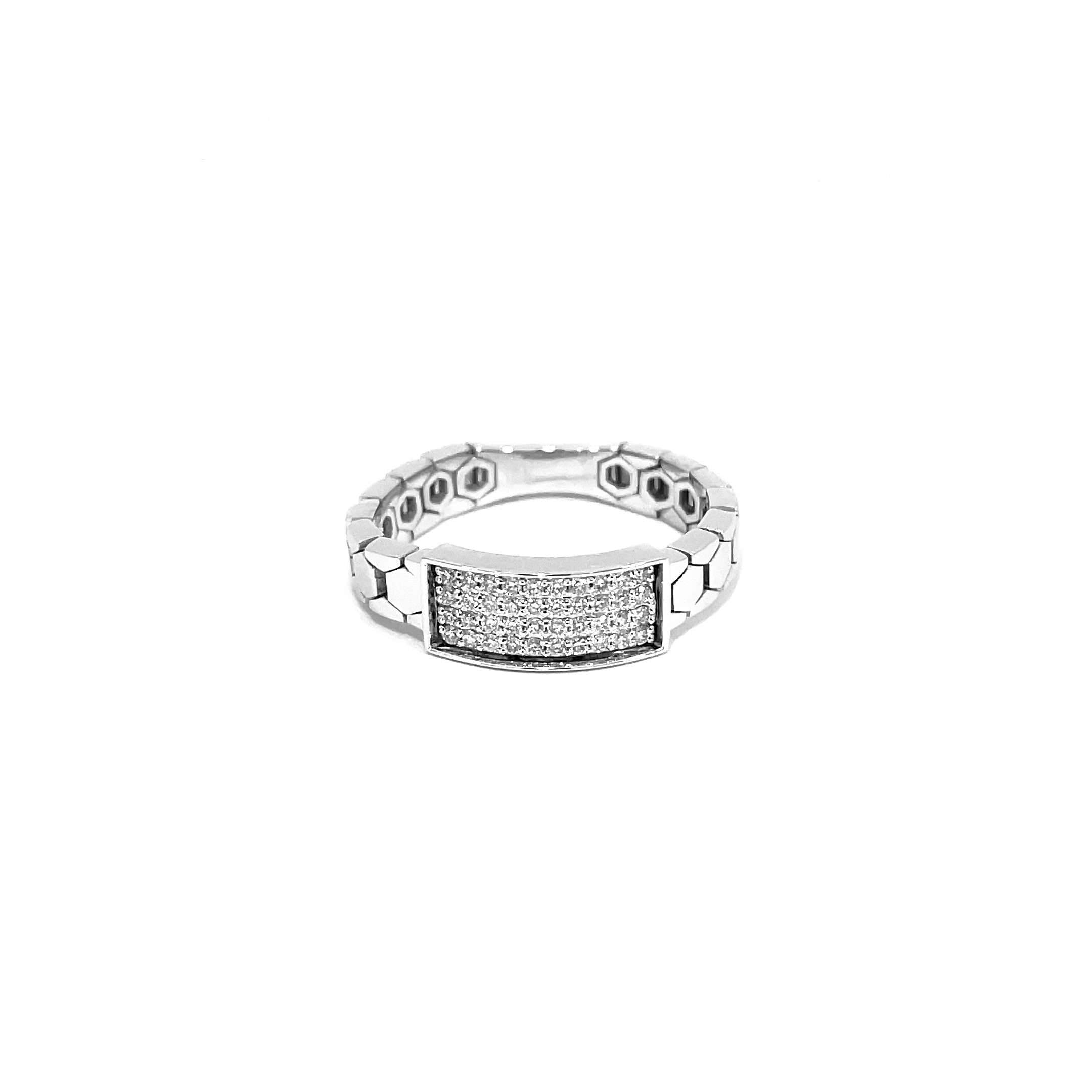 Mens Ring in style of bracelet in white gold