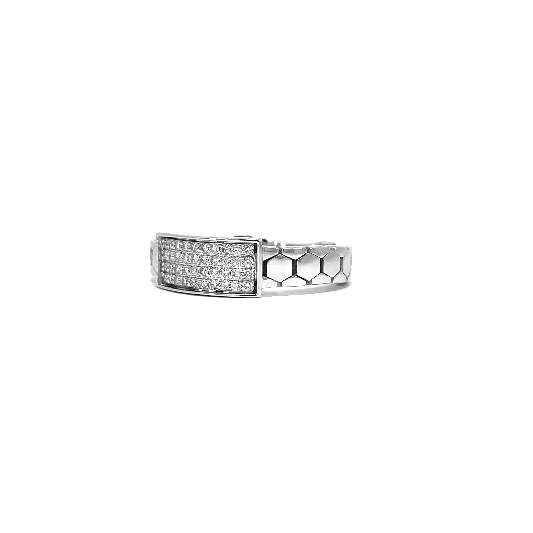 Mens Ring in style of bracelet in white gold