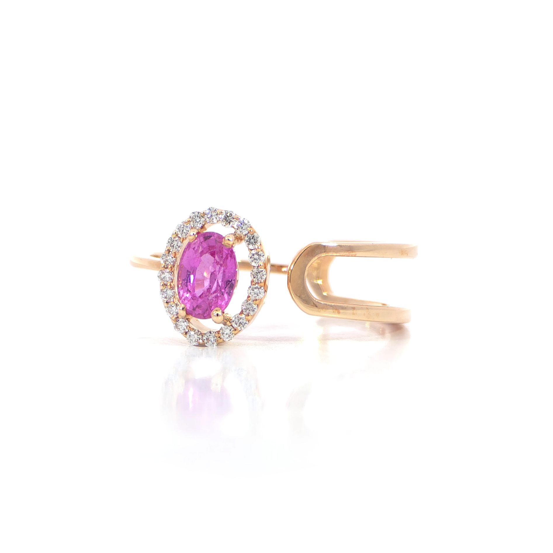 خاتم ياقوت وردي بيضاوي