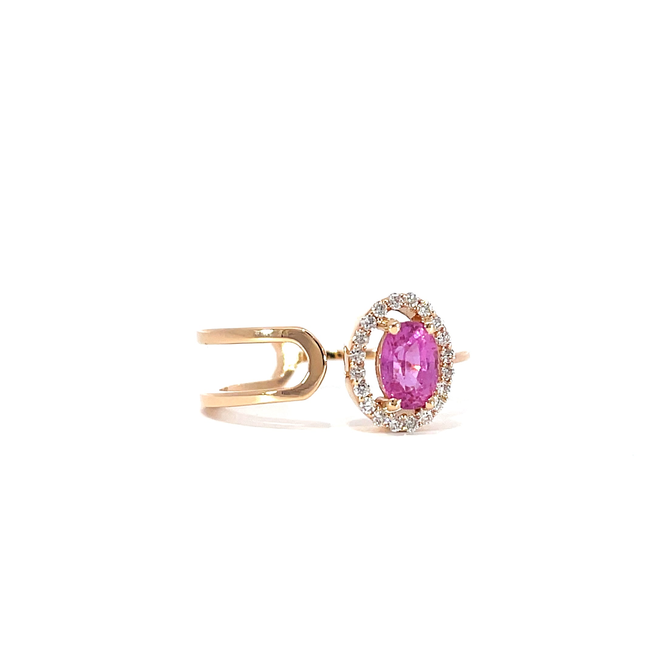 Oval pink sapphier ring