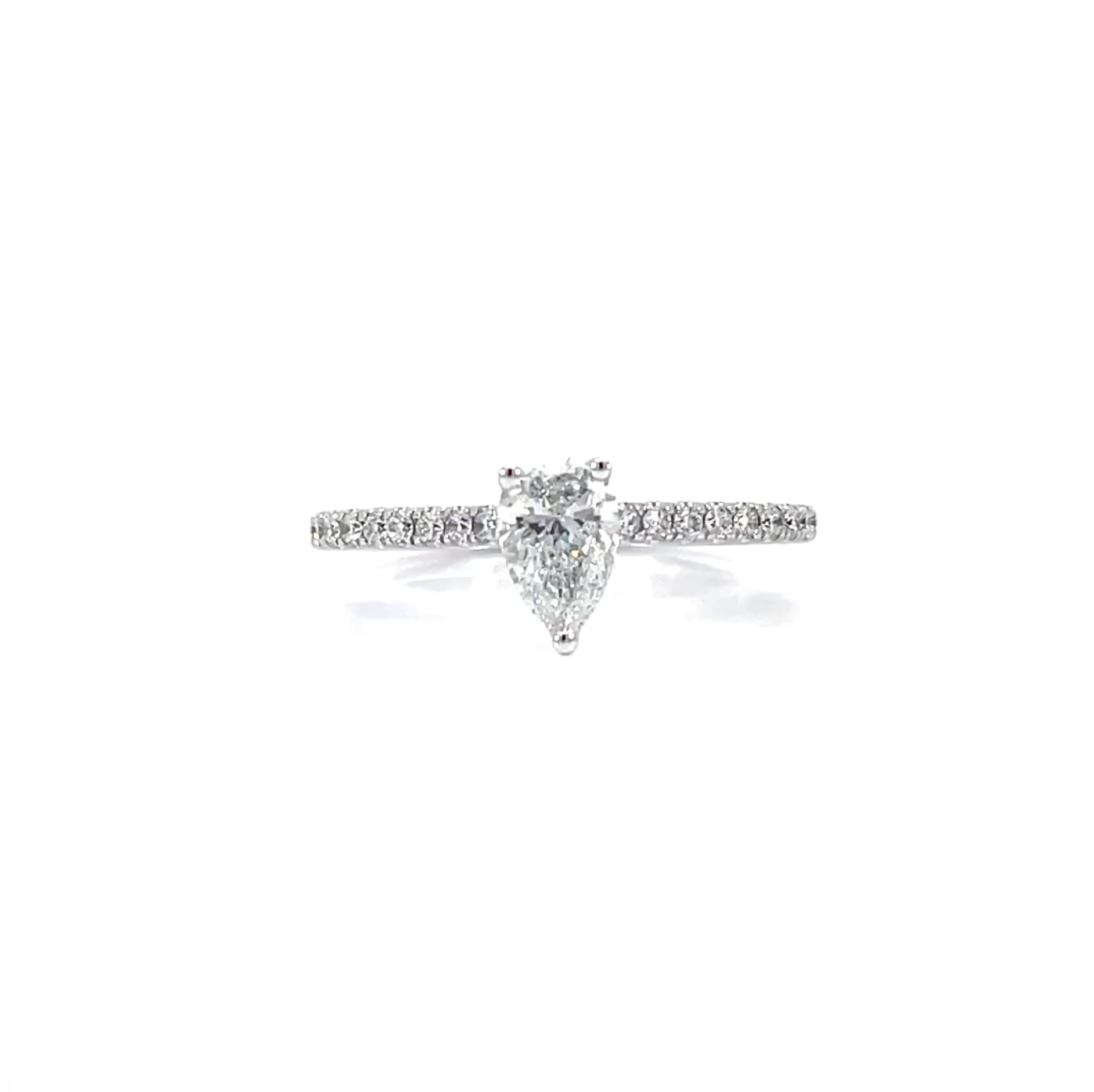 Pear Pave Ring 0.70 carat total 0.50 carat center GIA certified D color SI clarity 18K white gold Dubai
