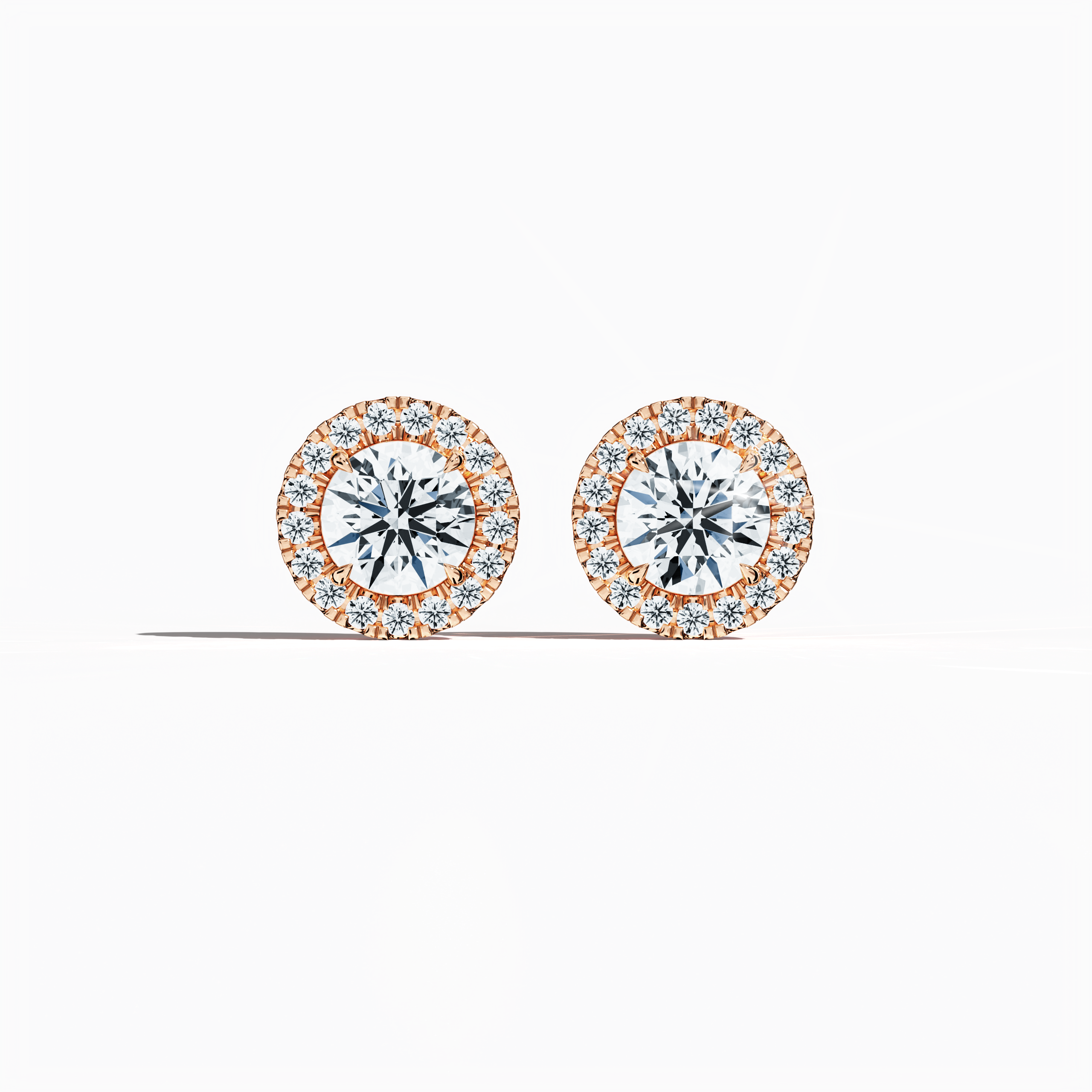 Halo Earring 2ct in Rose Gold