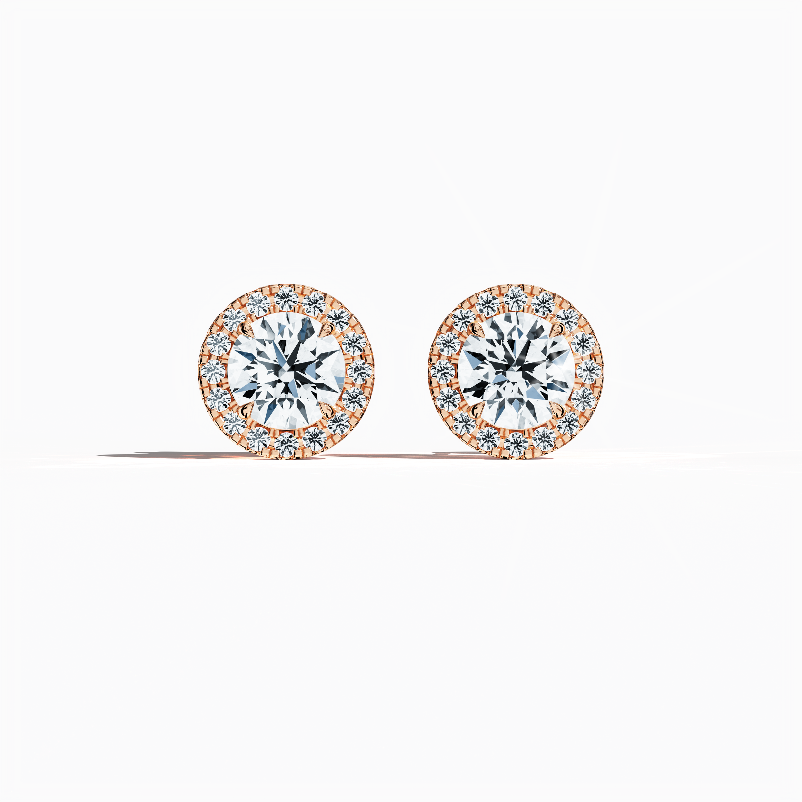 Halo Earring 4ct in Rose Gold