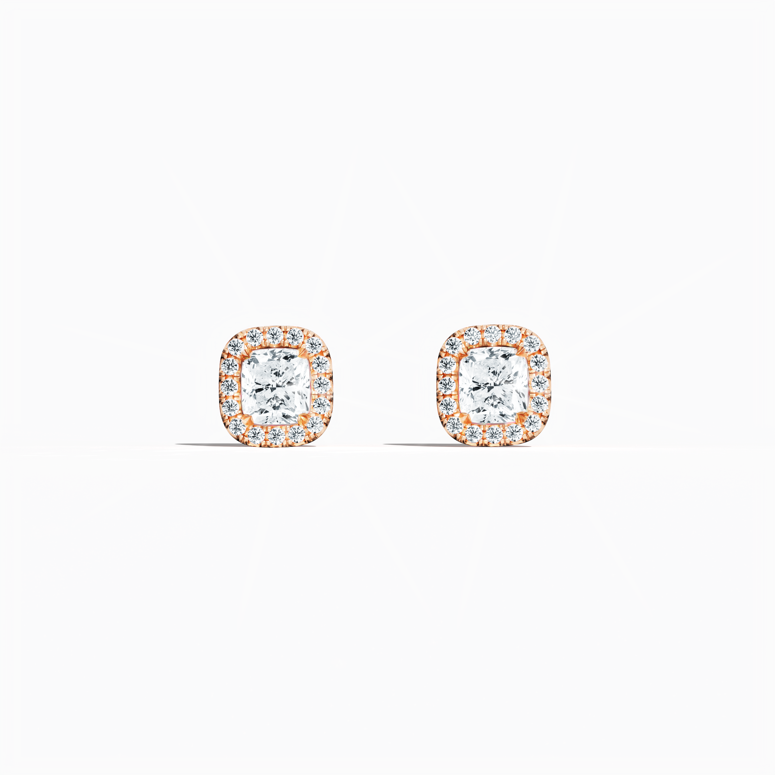 Cushion Halo Stud in Rose Gold