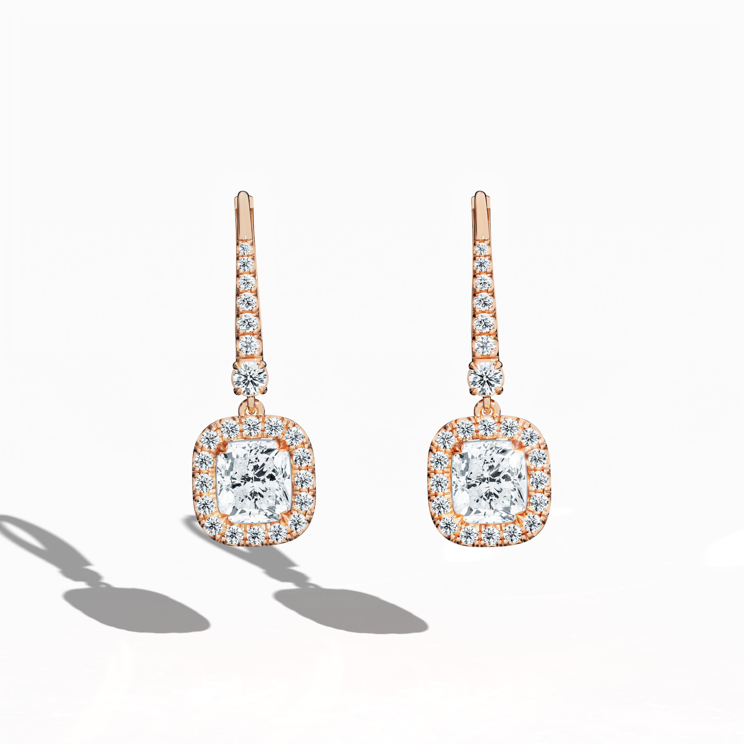 Cushion Halo Earring in Rose Gold