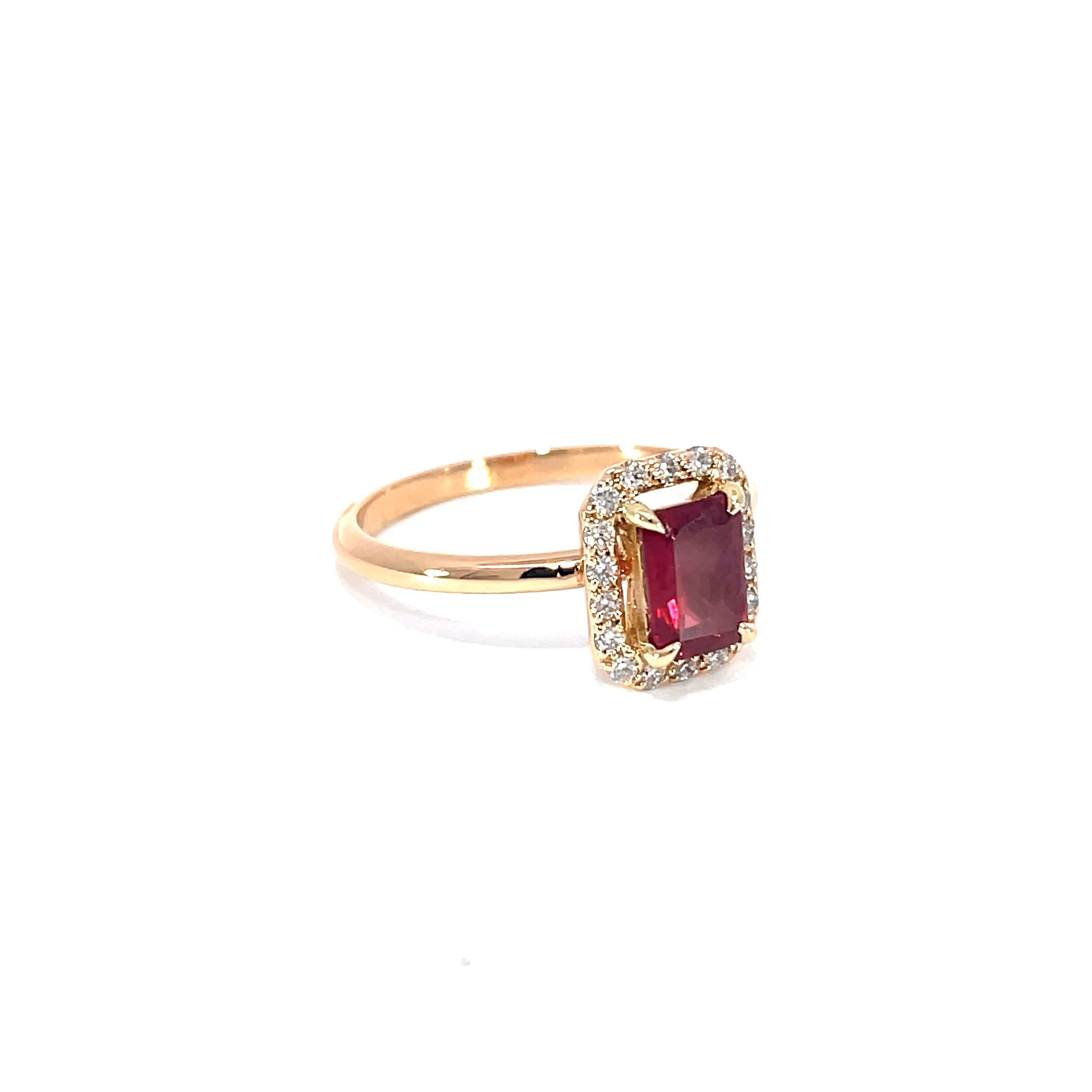 Radiant red ruby ring