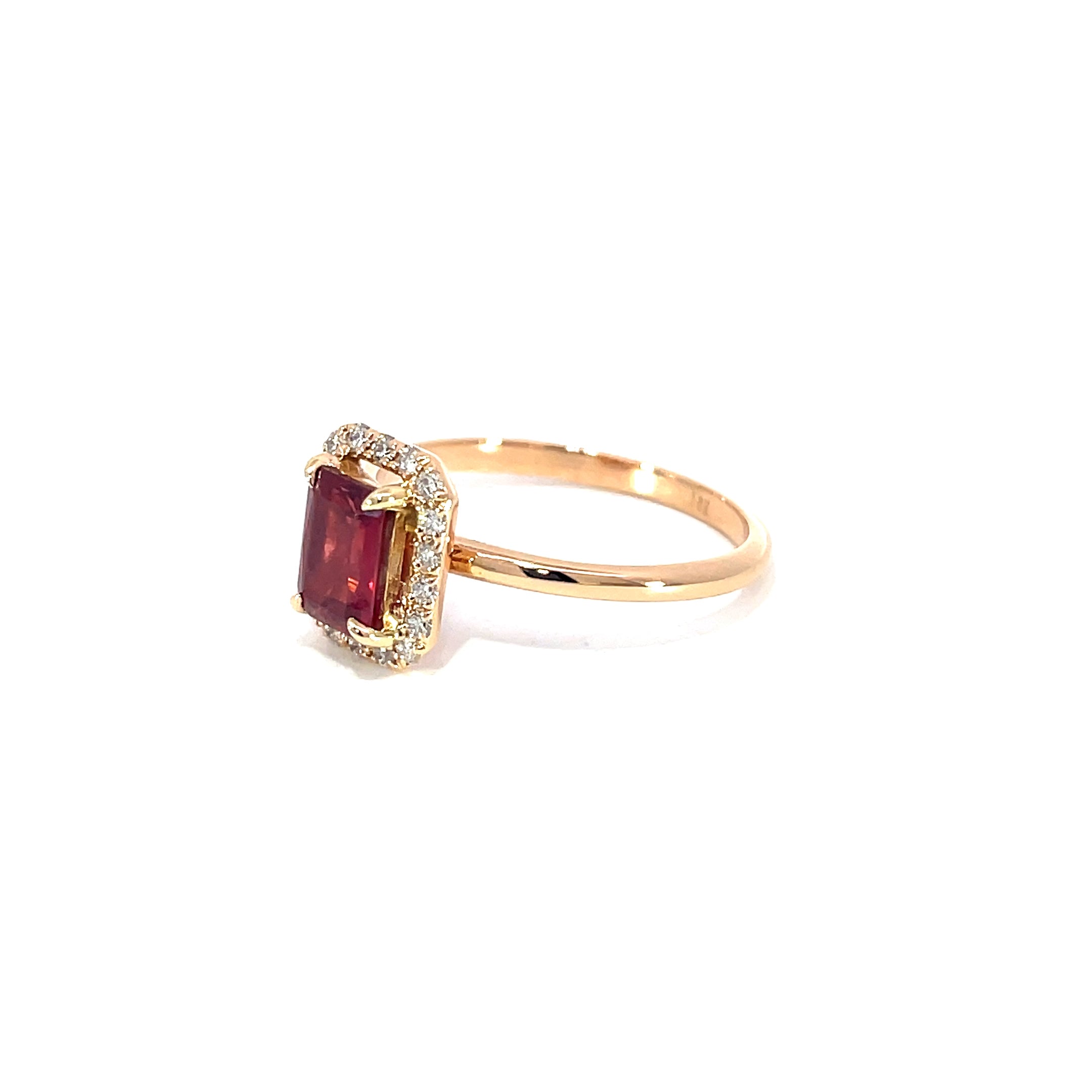 Radiant red ruby ring