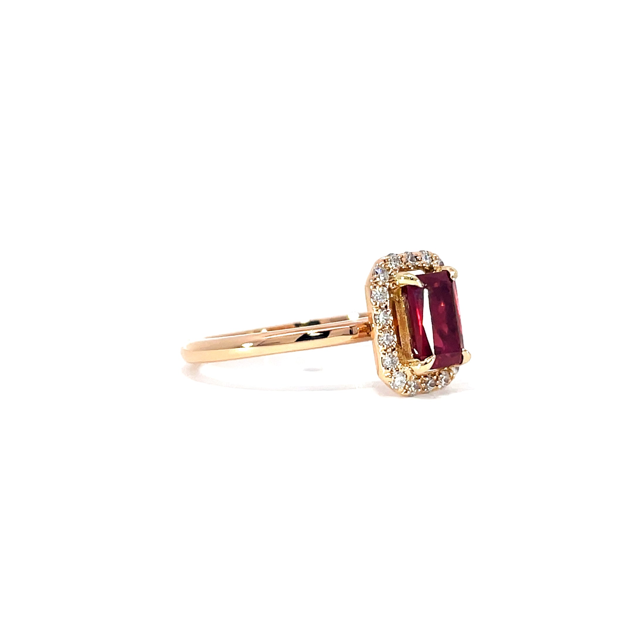 Radiant red ruby ring