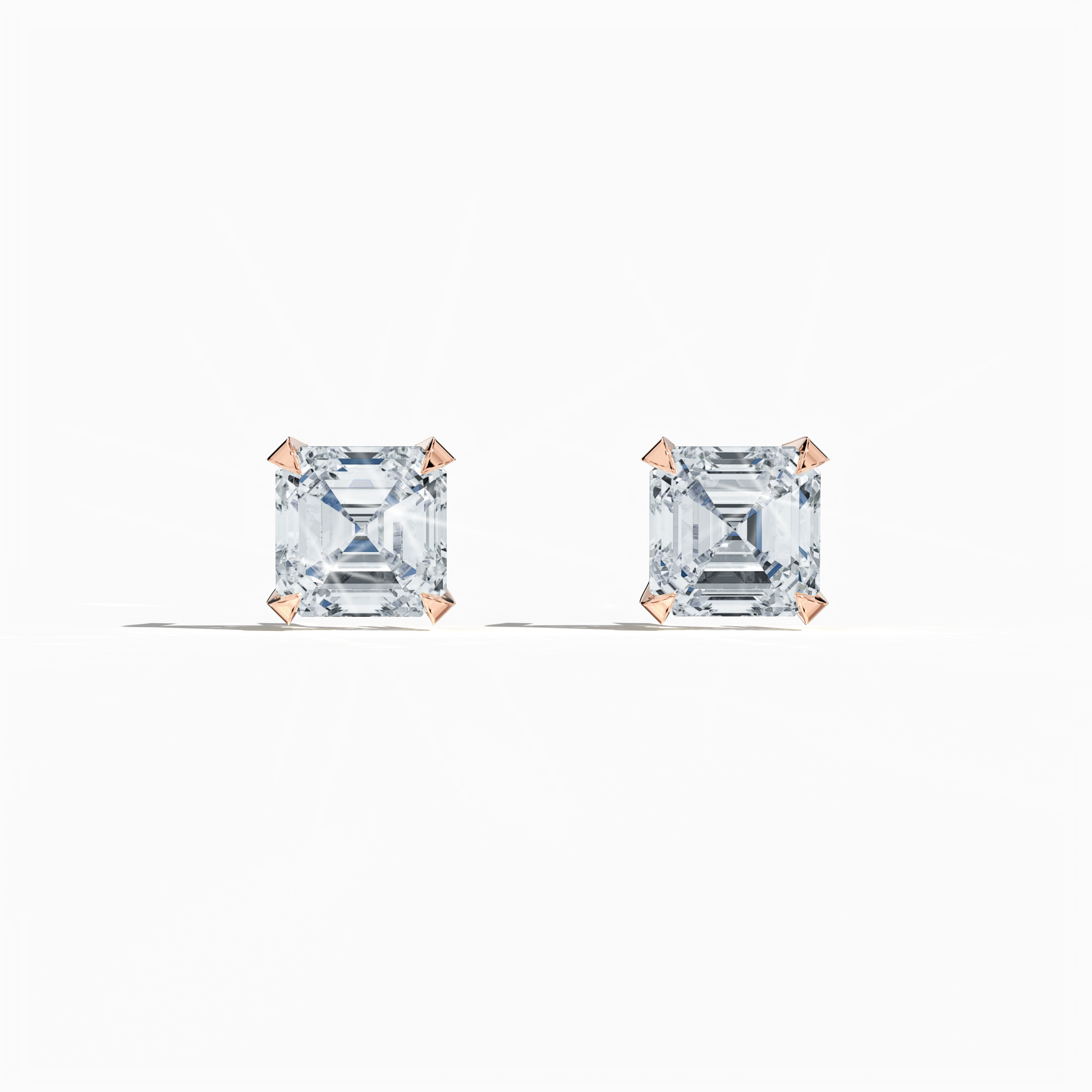 Classic 1ct Asscher Earring in Rose Gold