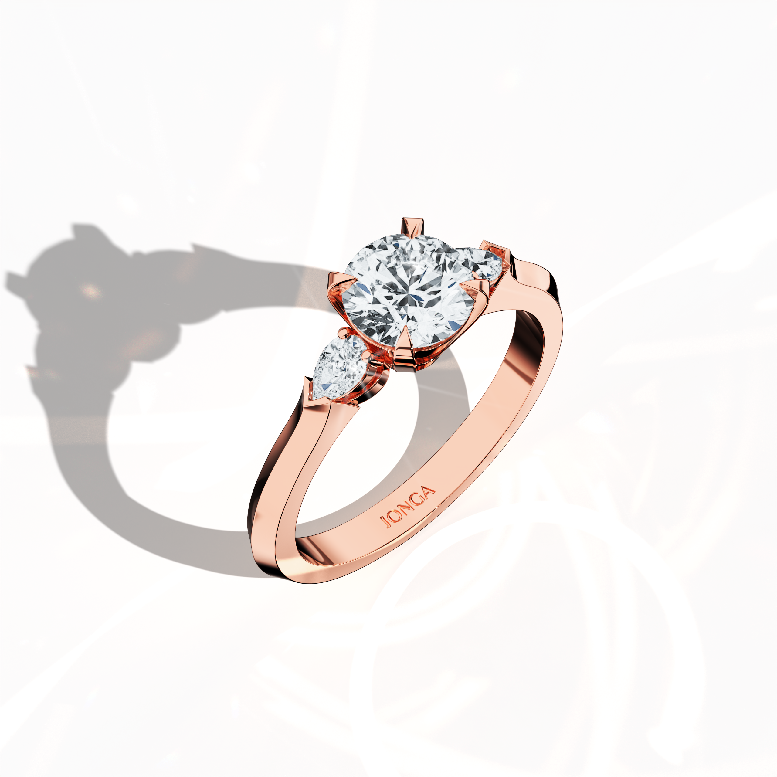 Round Trio 1.00 ct Ring in Rose Gold