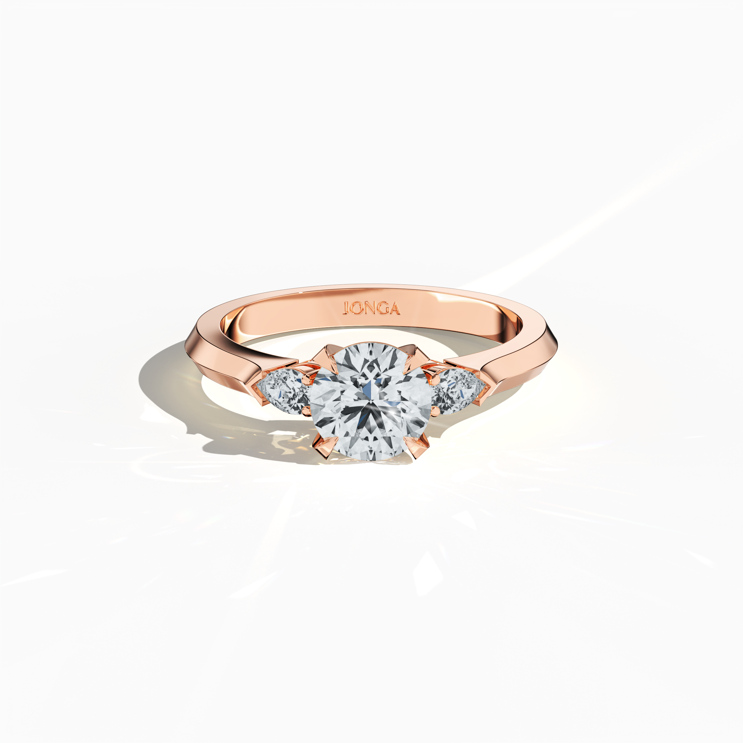 Round Trio 1.00 ct Ring in Rose Gold