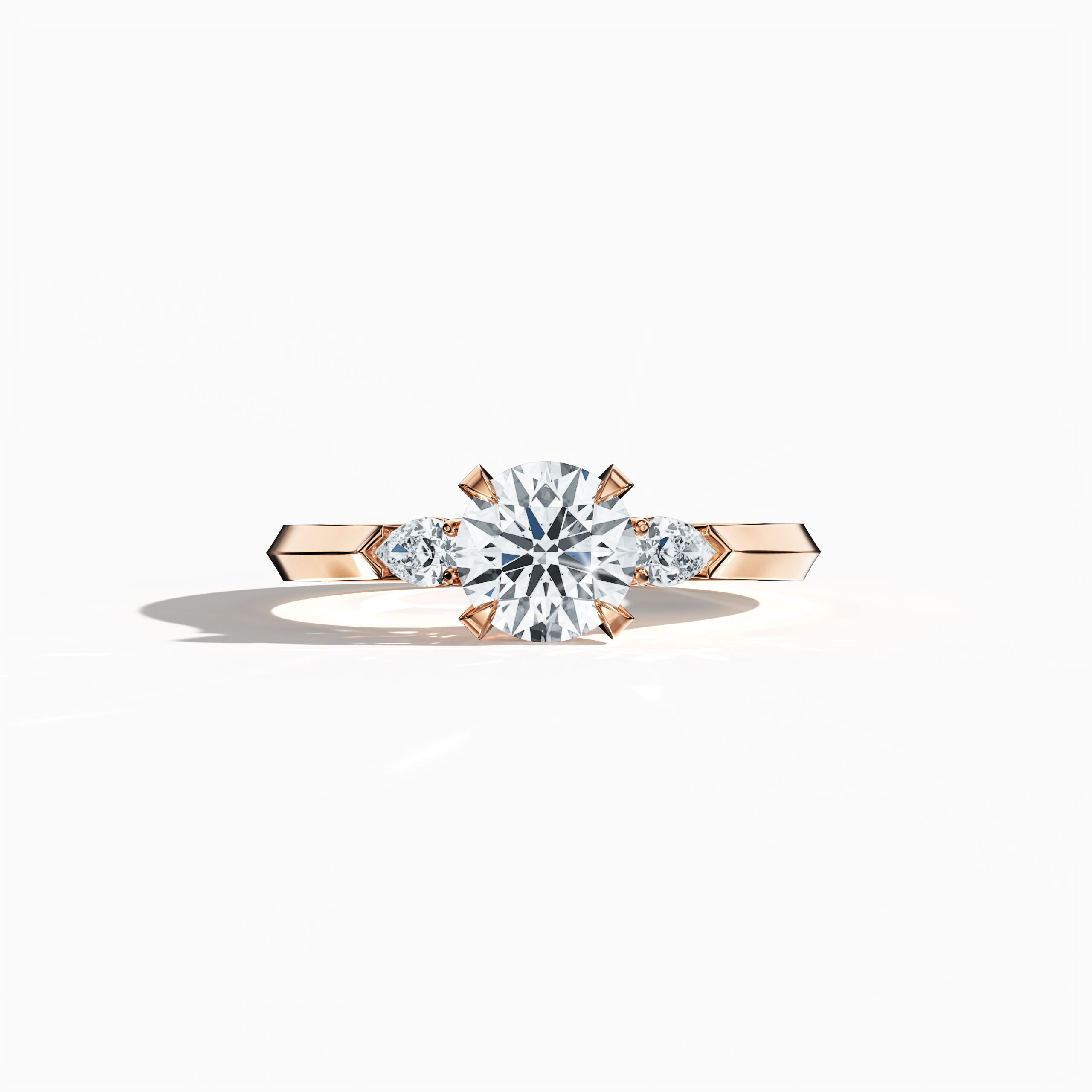 Round Trio 1.00 ct Ring in Rose Gold