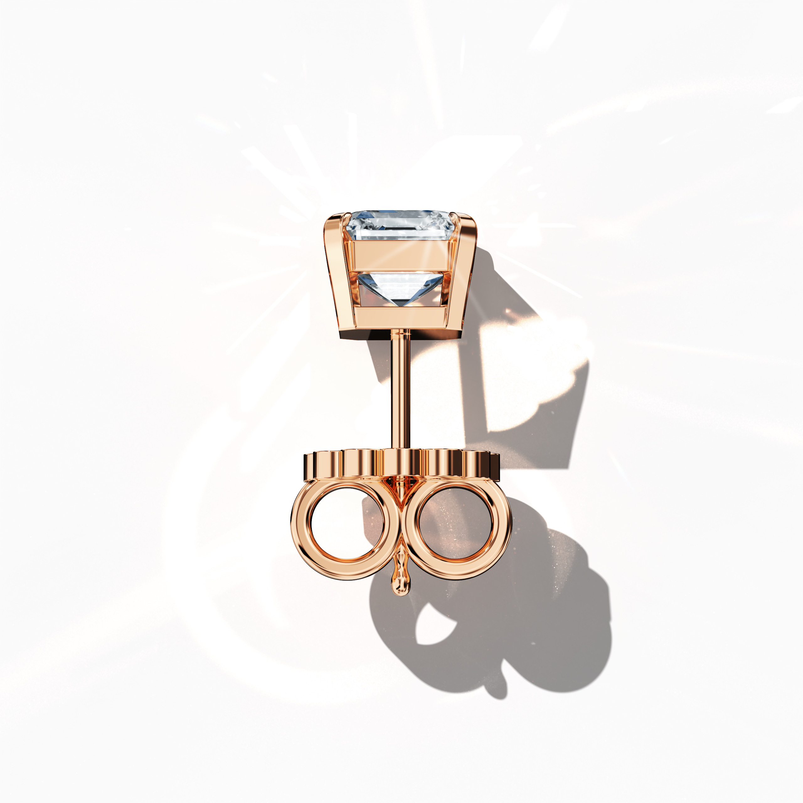 Classic 1ct Asscher Earring in Rose Gold