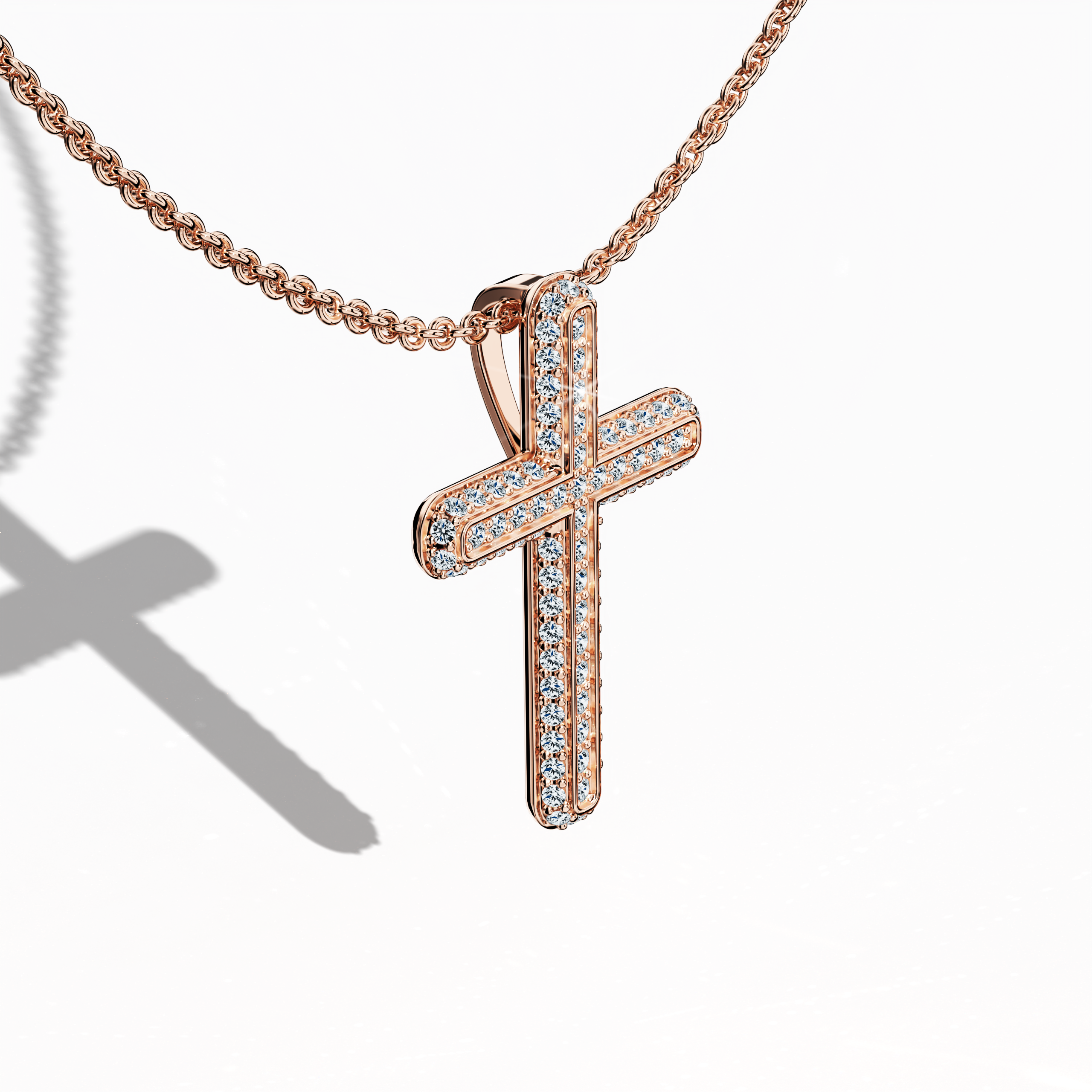 Simple cross pendent Paved in Rose gold