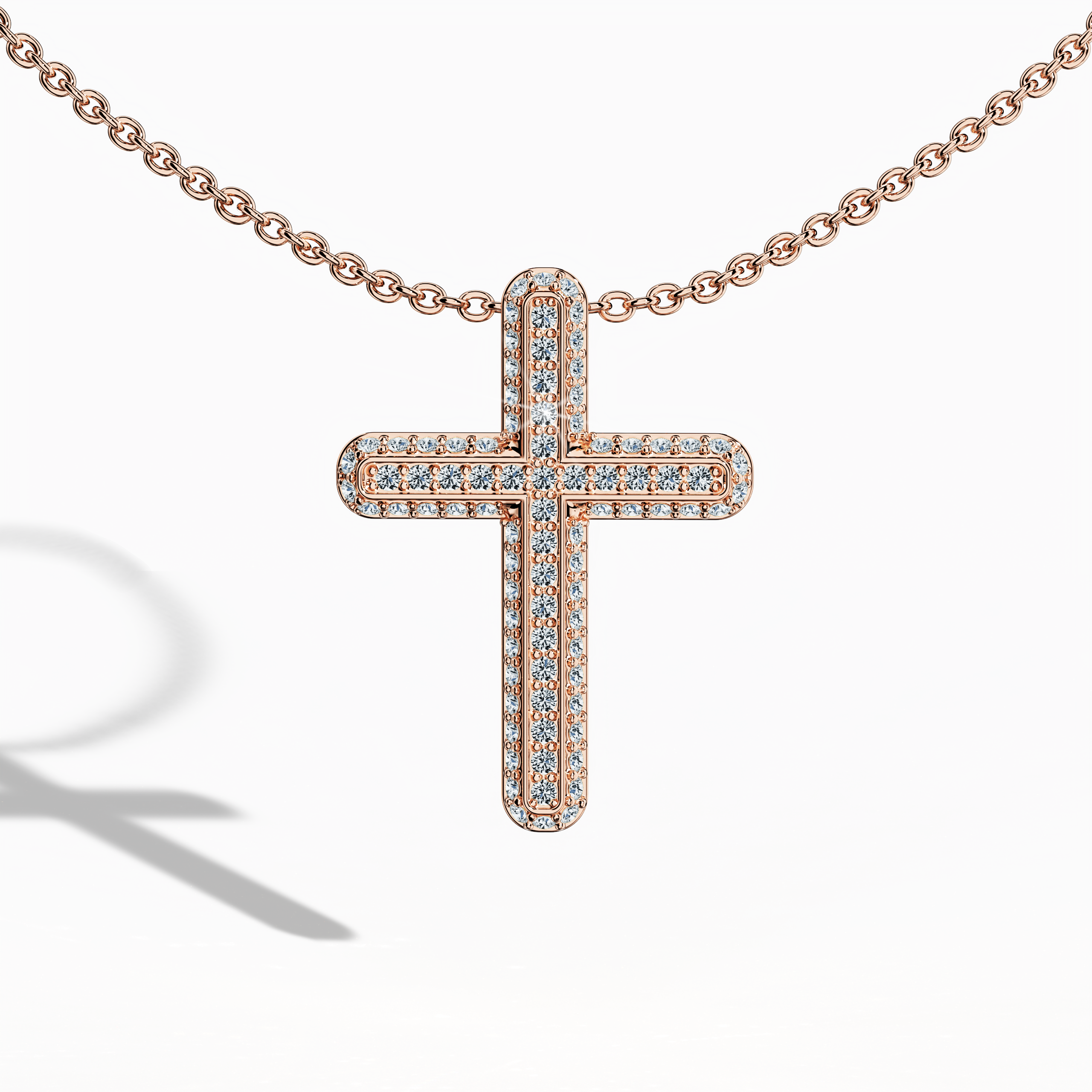 Simple cross pendent Paved in Rose gold