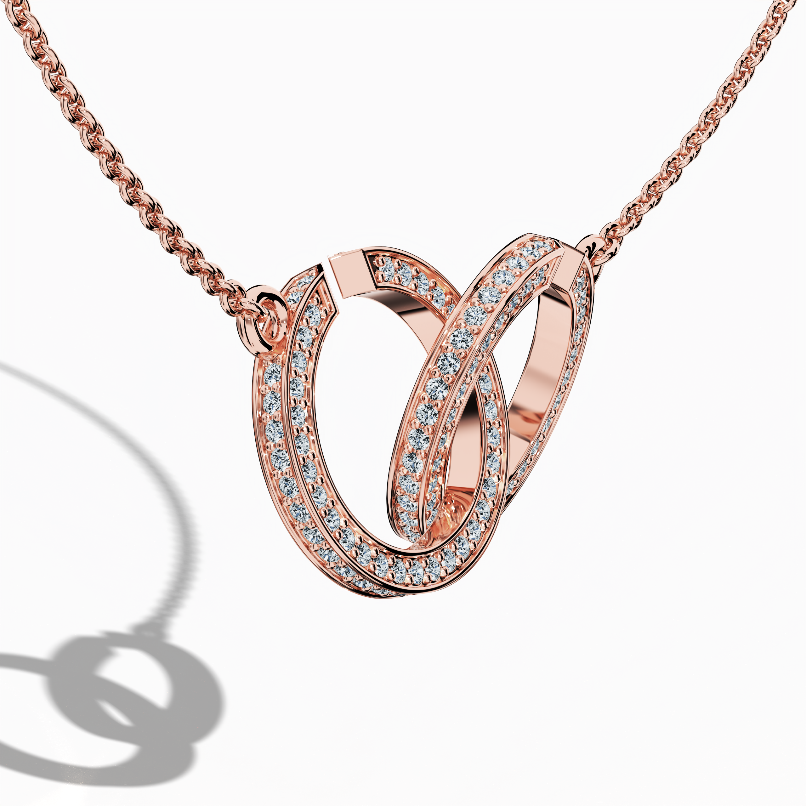 Inter Lock Diamond Pendant in Rose Gold