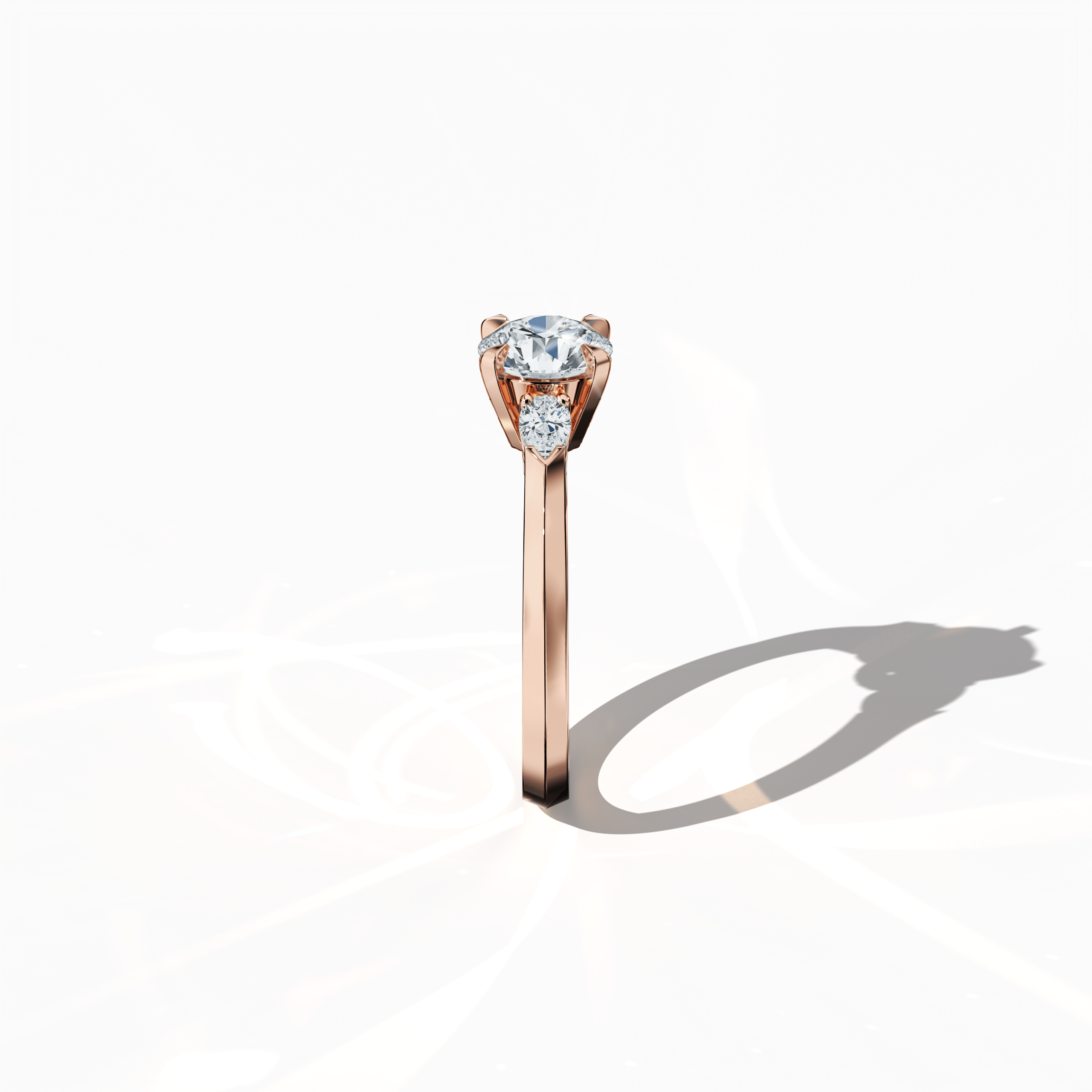 Round Trio 1.00 ct Ring in Rose Gold