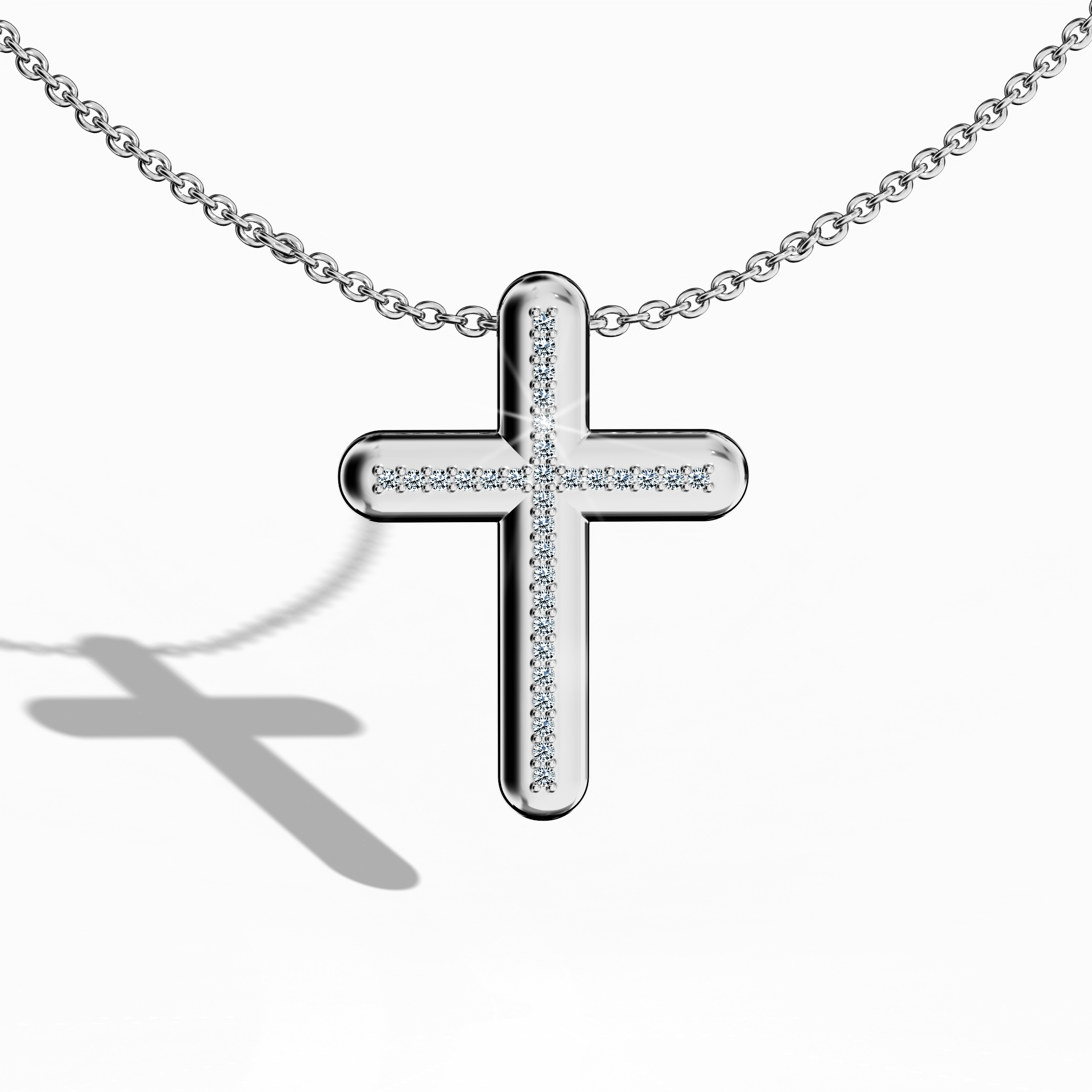 Cross pendant Center paved in white gold