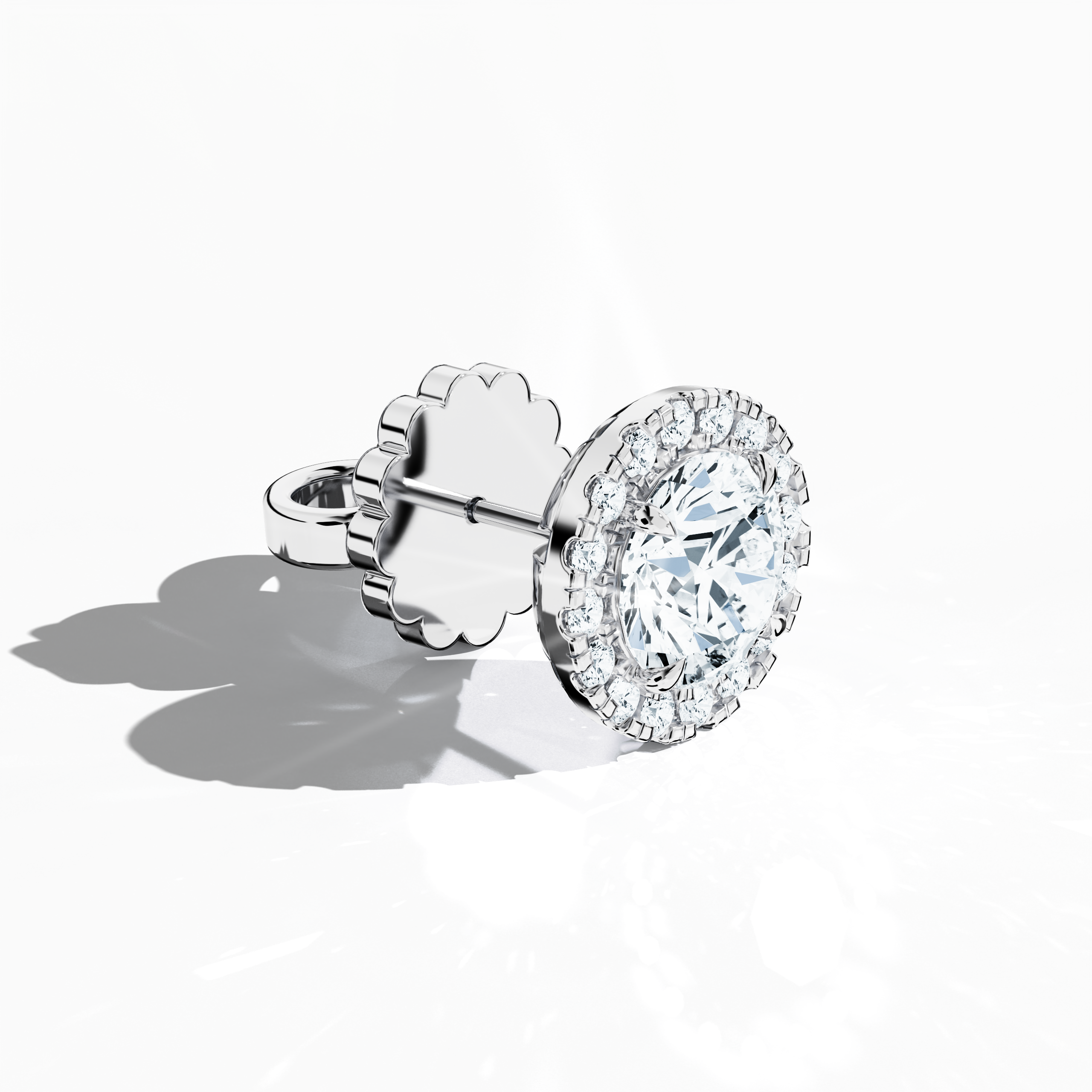 Halo Earring 4ct in White Gold