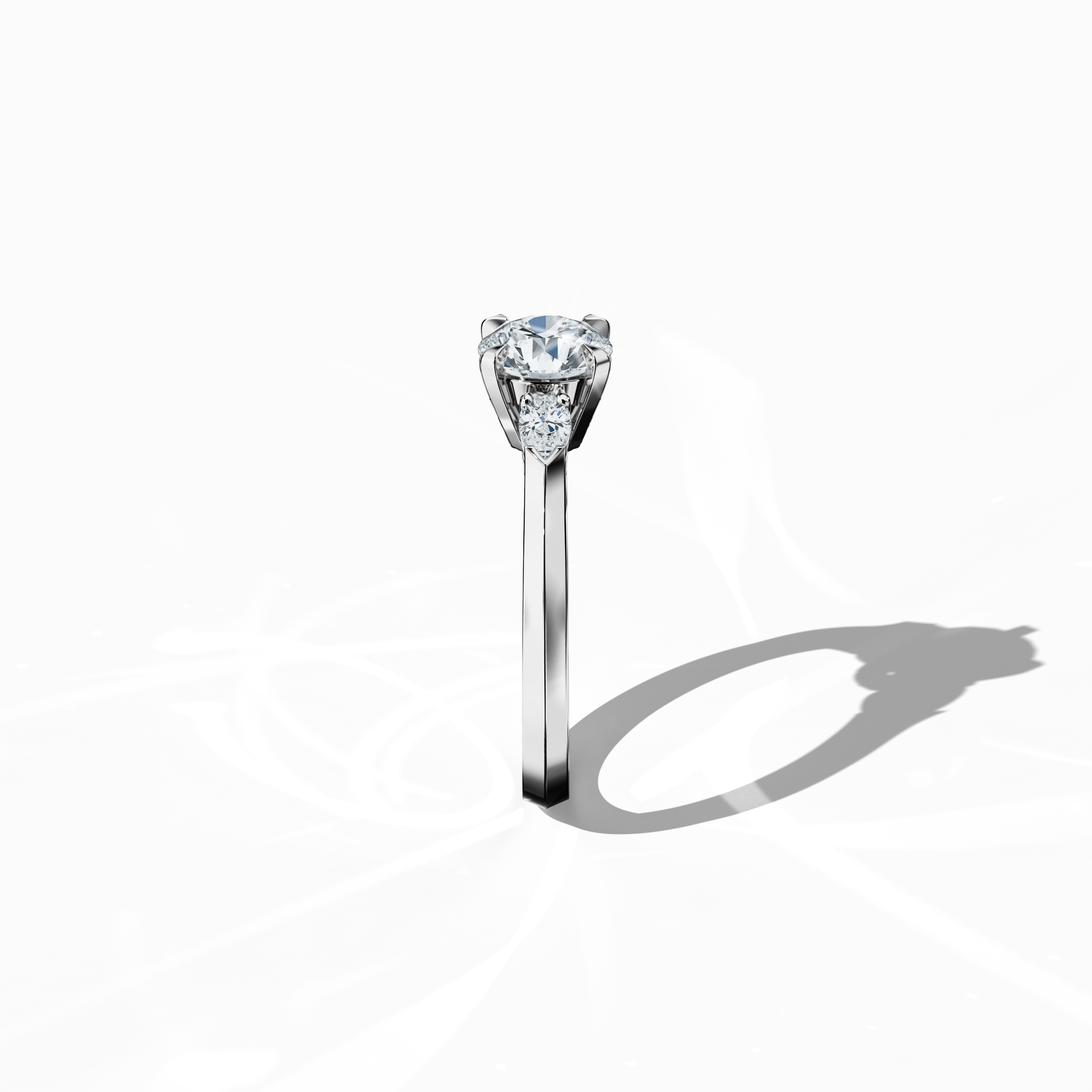 Round Trio 1.00 ct Ring in White Gold