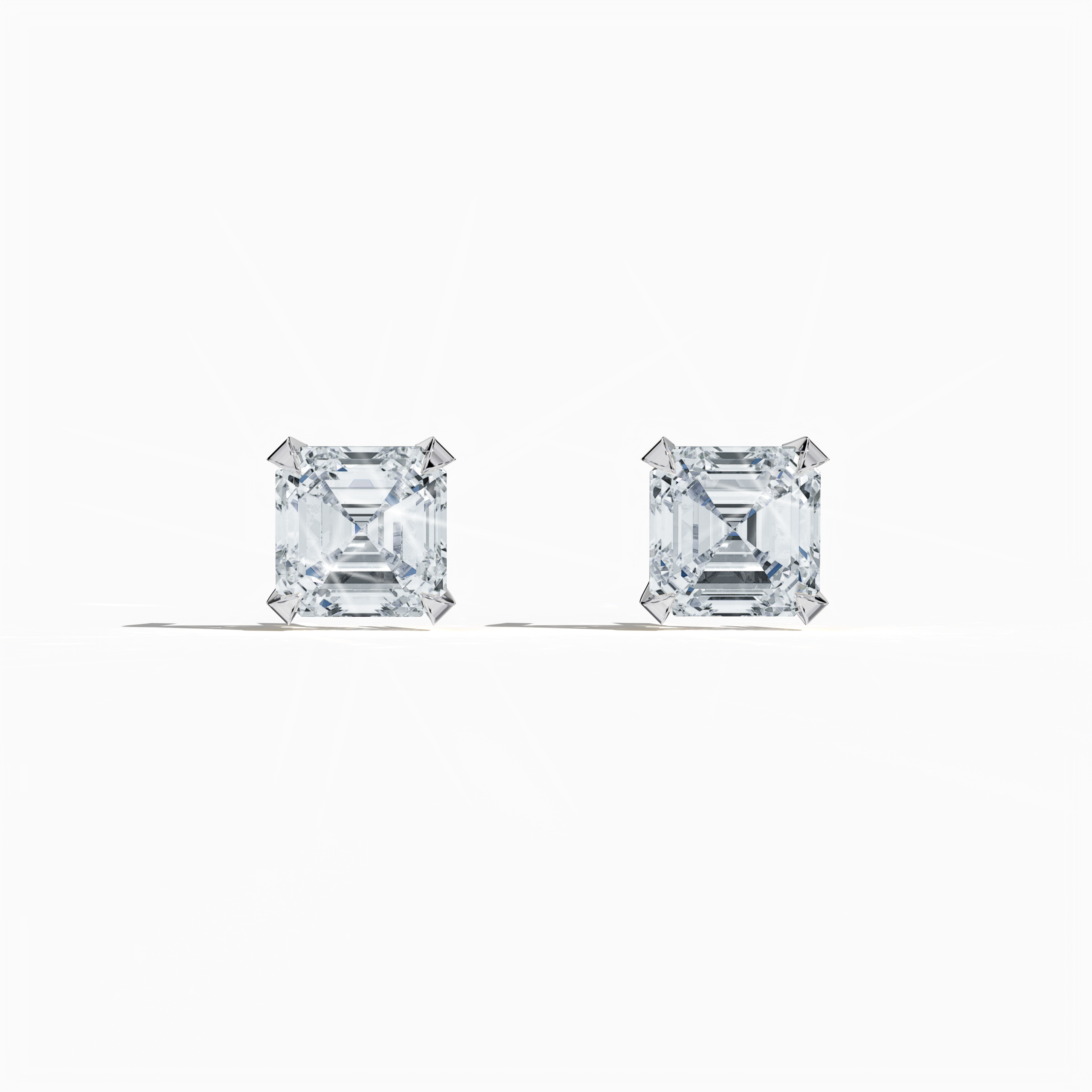 Classic 1ct Asscher Earring in White Gold