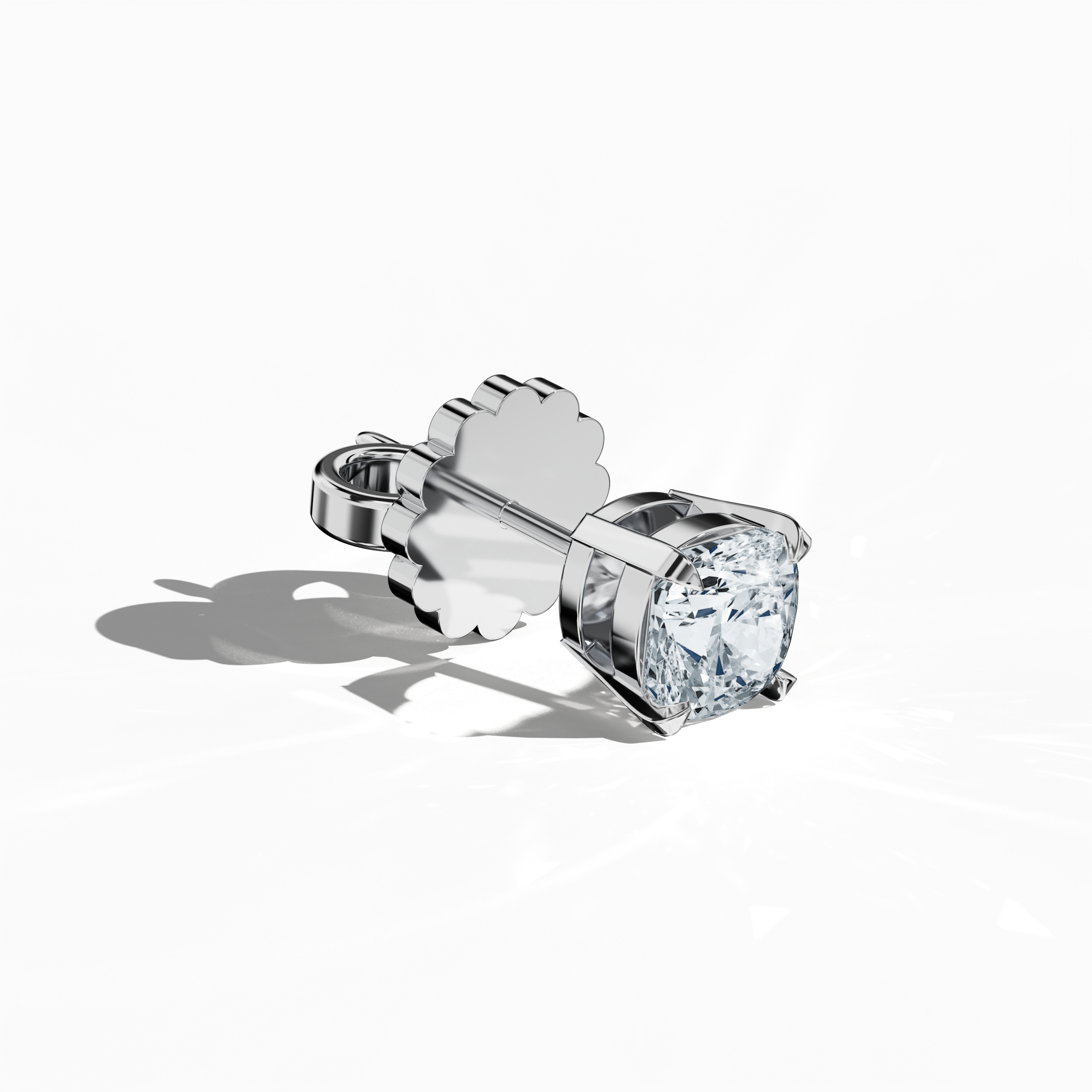 Classic 1ct Cushion Earring in White Gold